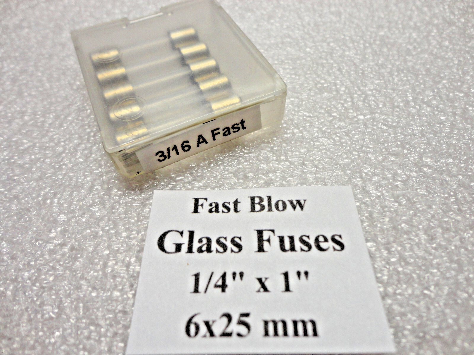 3/16 Amp, Fast Blow Glass Fuses, 6 x 25mm 1/4″ x 1″ 250 Volts, USA Quick Ship!