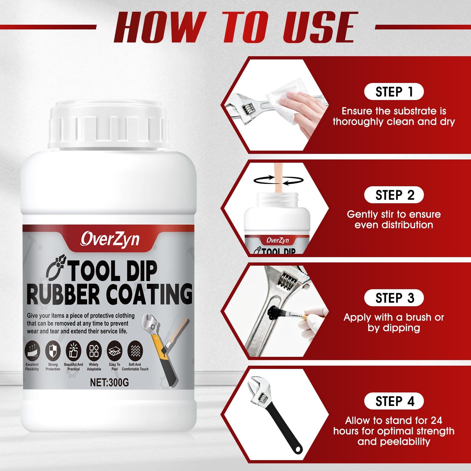 10.5oz Rubber Dip for Tools, Tool Dip Rubber Coating, Tool Handle Dip Coating…