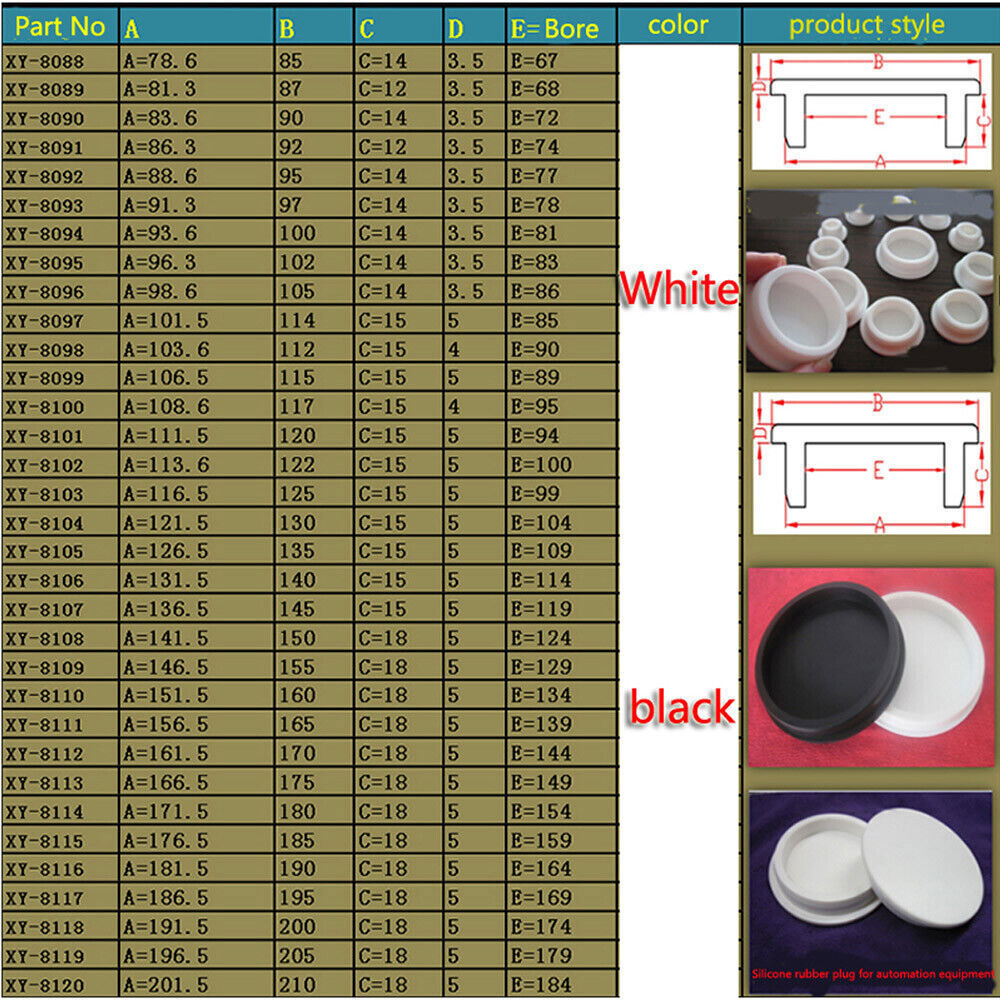 Black Rubber Plugs Dia 15.5-201.5mm Silicone Soft Stopper Sealing Cap Dust-Proof