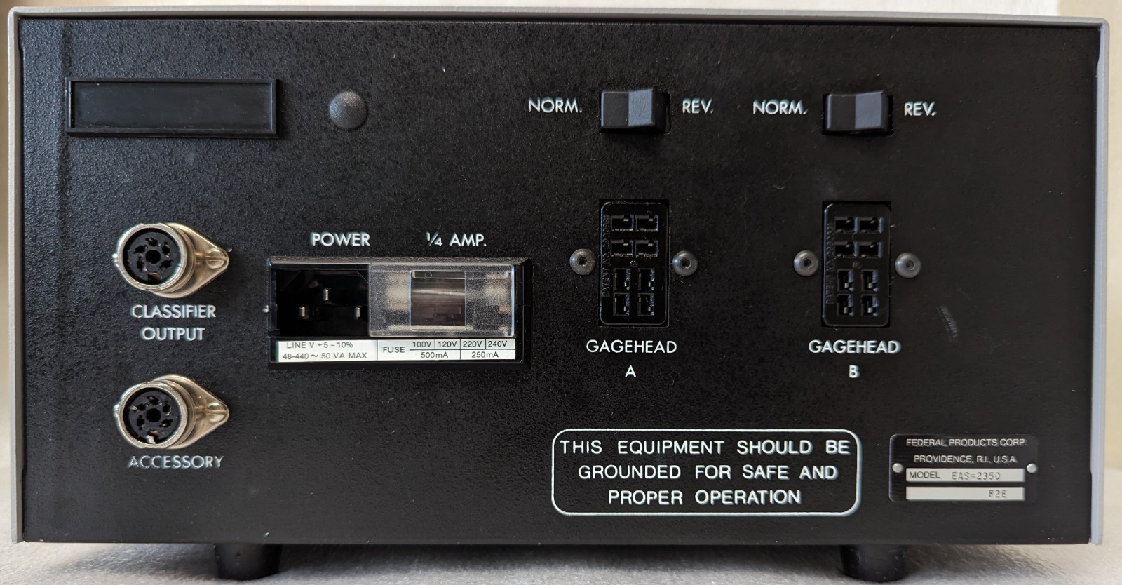 FEDERAL PRODUCTS 432 SERIES EAS-2350 GAGING AMPLIFIER with EHE-1100 GAGE HEAD