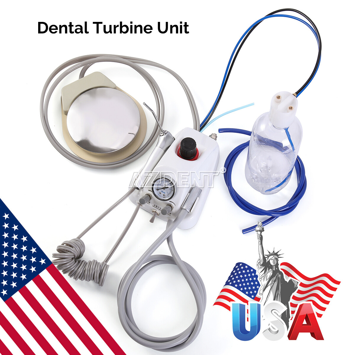 Portable Dental Turbine Unit 3 Way Syringe Work with Air Compressor 4 Holes