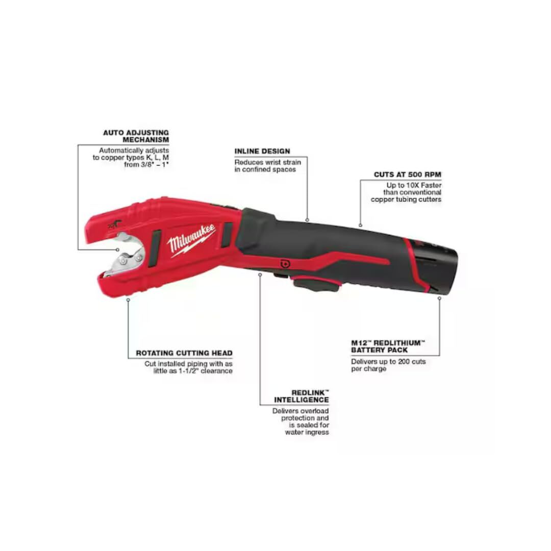 Milwaukee M12 1 in. Tubing Cutter 14 in. L Black/Red Tool Only 2471-20
