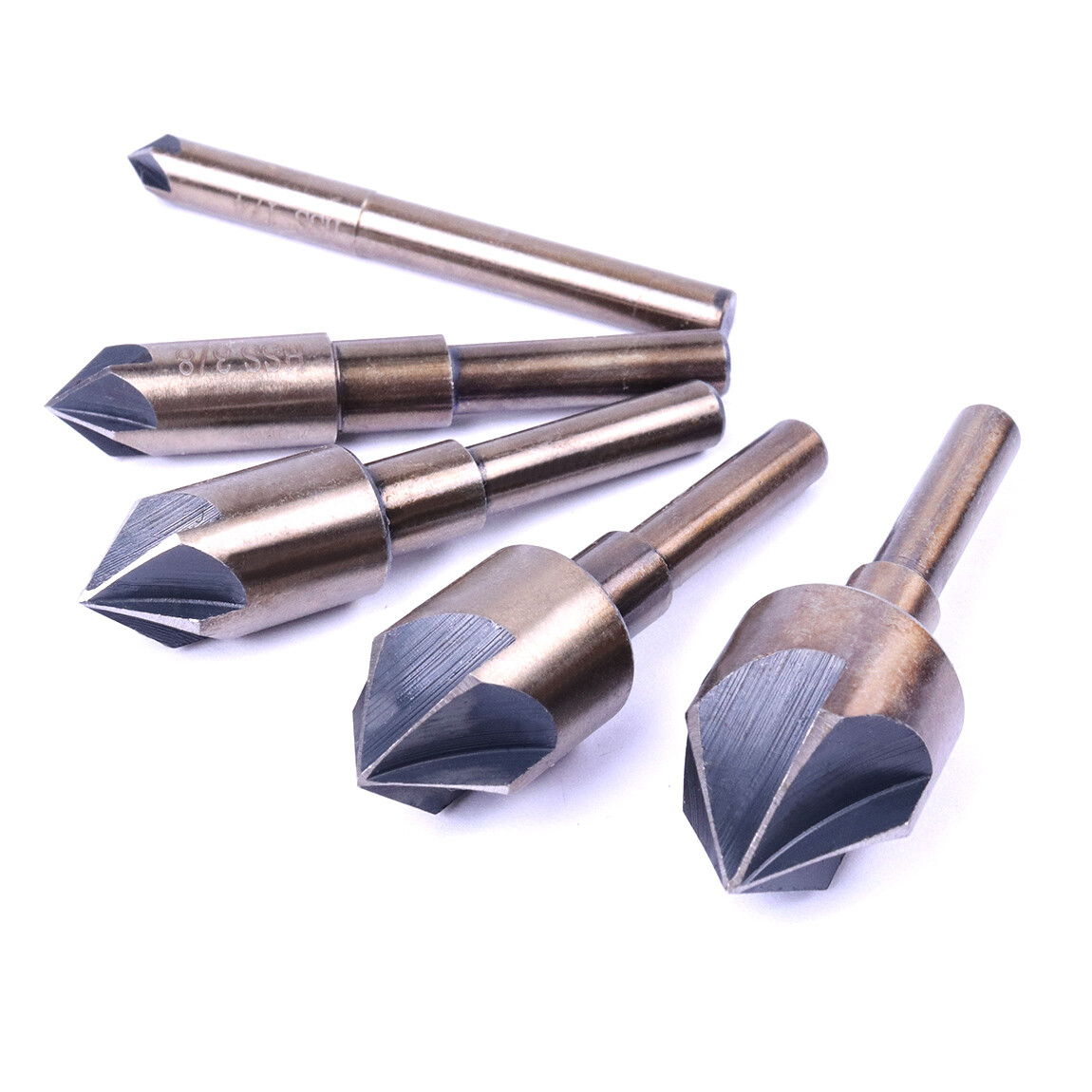 Pack 5 82 Degree 5 Flutes Countersink Drill Bit Set Chamfering Cutter Device
