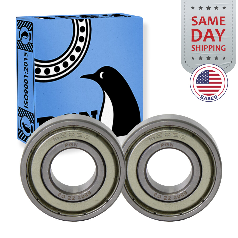 (2) 6202-ZZ Premium Metal Shield Ball Bearing C3 EMQ, 15x35x11, 6202 ZZ 6202z