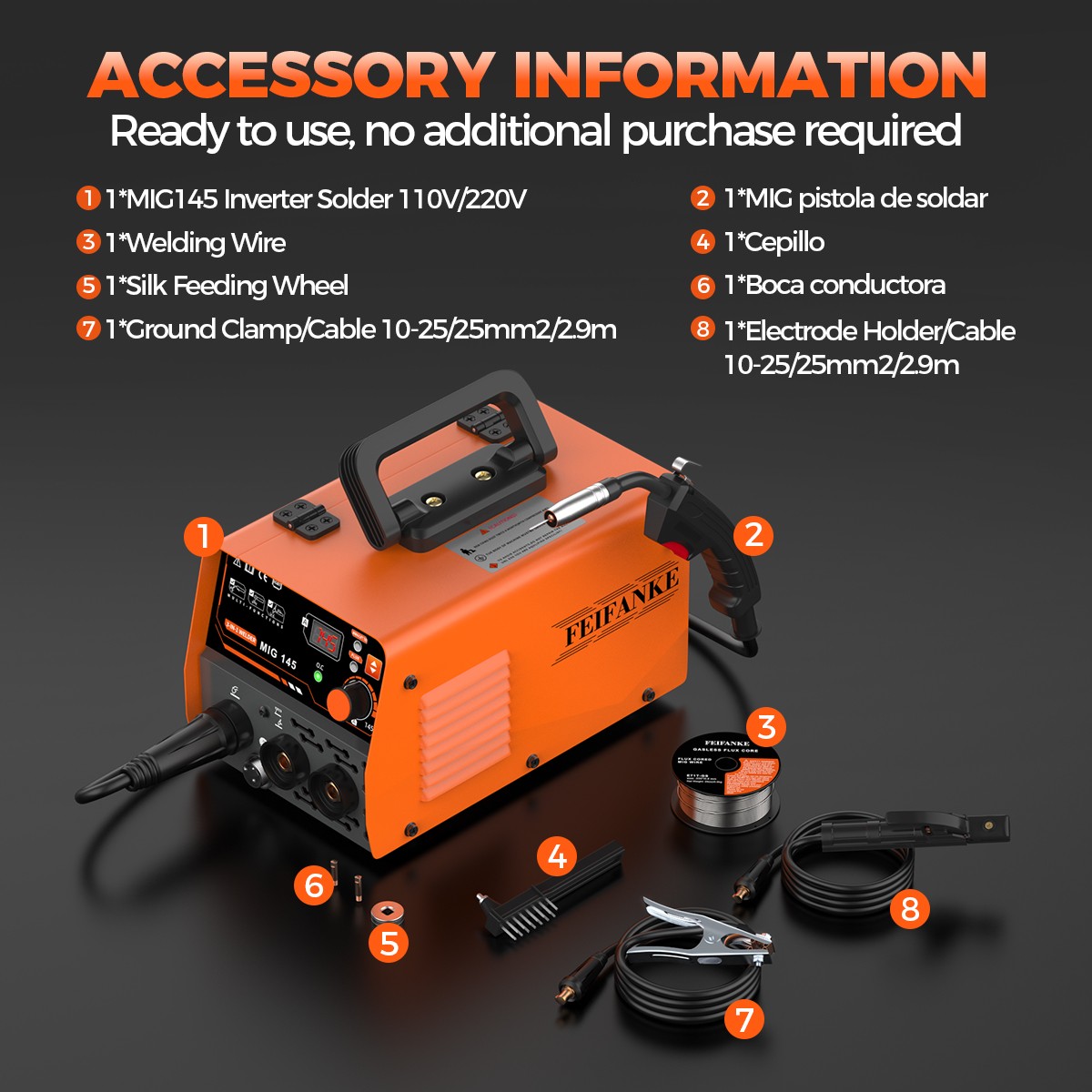 145A MINI MIG Welder 110V, Flux Core/Lift TIG/Stick Welder & TIG Welding Torch