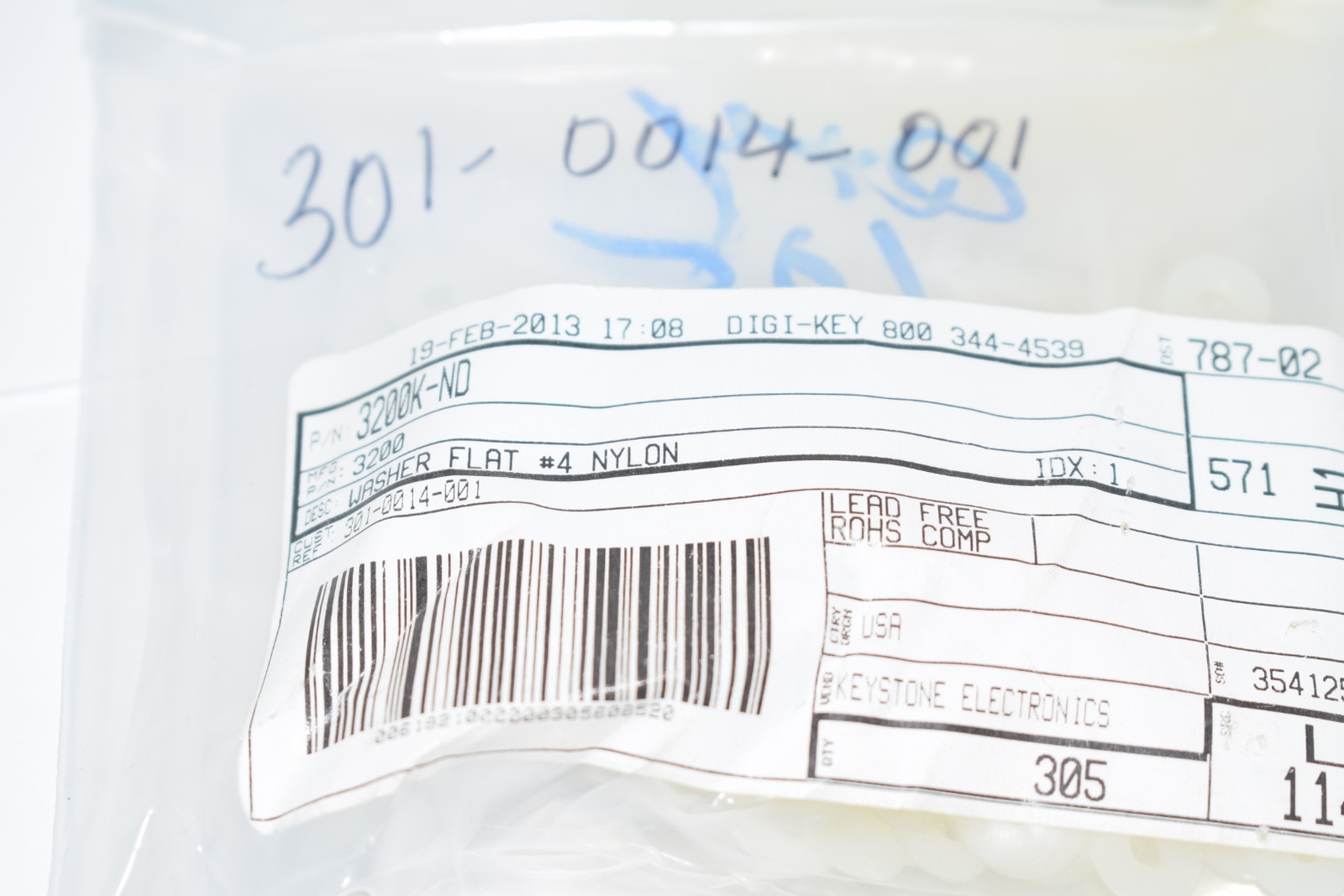 Pack of 305 NEW Keystone Electronics 3200 #4 Flat Washer 0.062» (1.57mm) 1/16»
