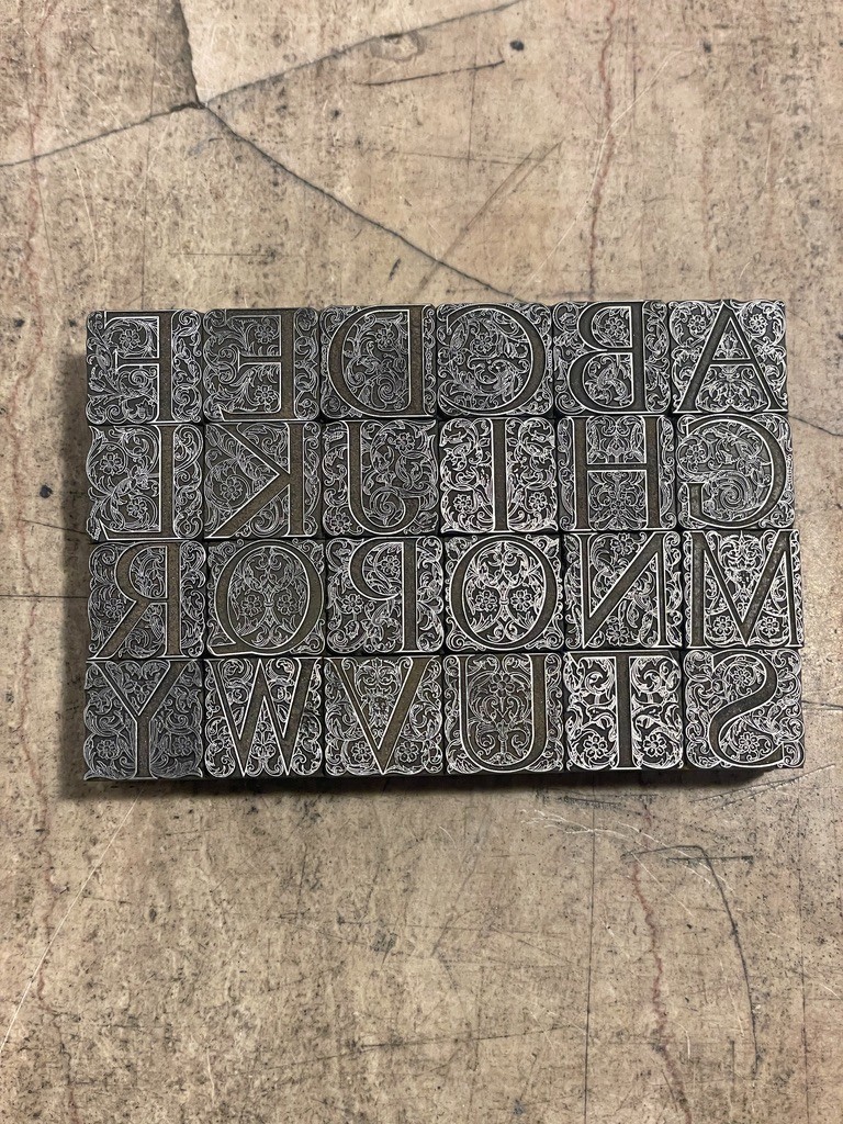 Rare Decorative Ornate Antique Foundry Cast Initial Font Letterpress 48 Pt.