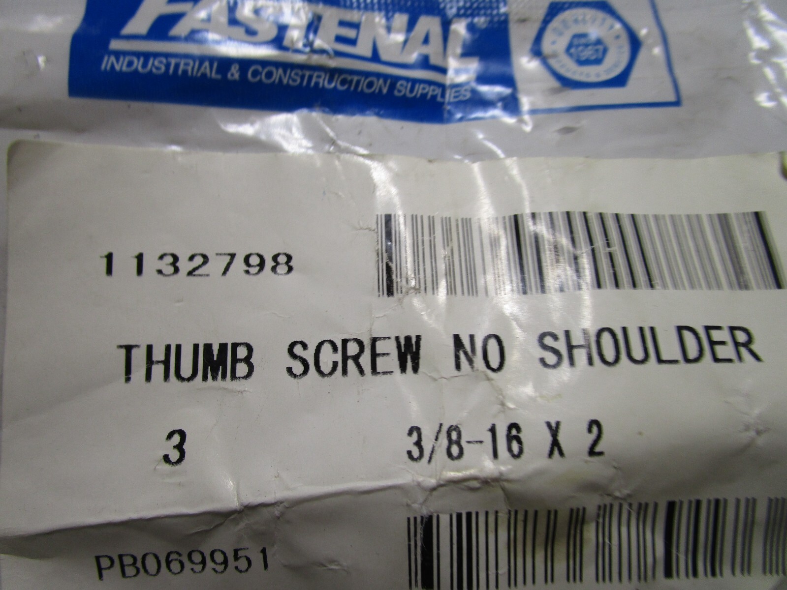 3/8″-16 x 2″ Type B Regular Thumb Screw, No Shoulder, Zinc QTY 3