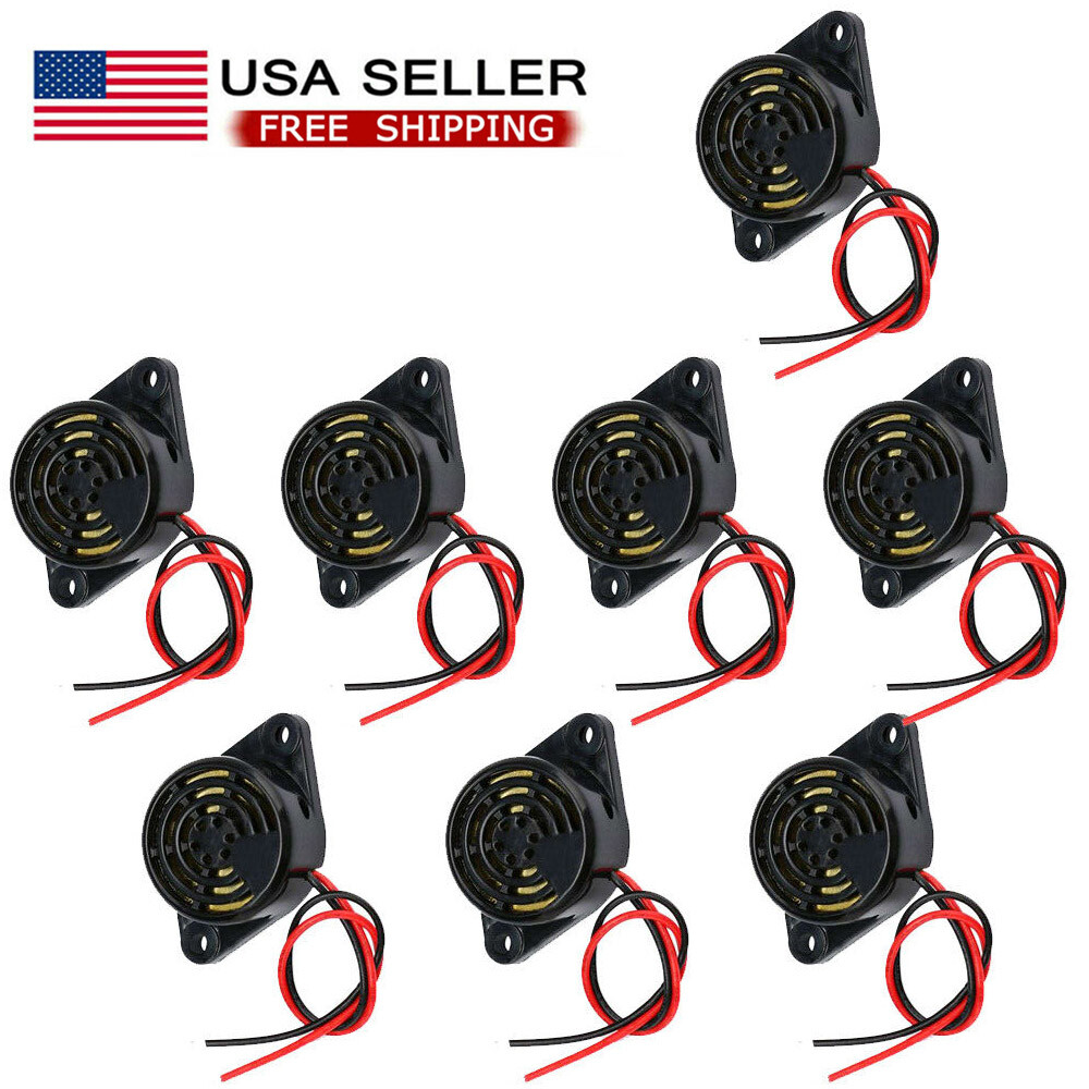 8 PCS – Buzzer Alarm Active Piezo 3v 5v 6v 12v 24v Continuous Sound DC 85DB C20