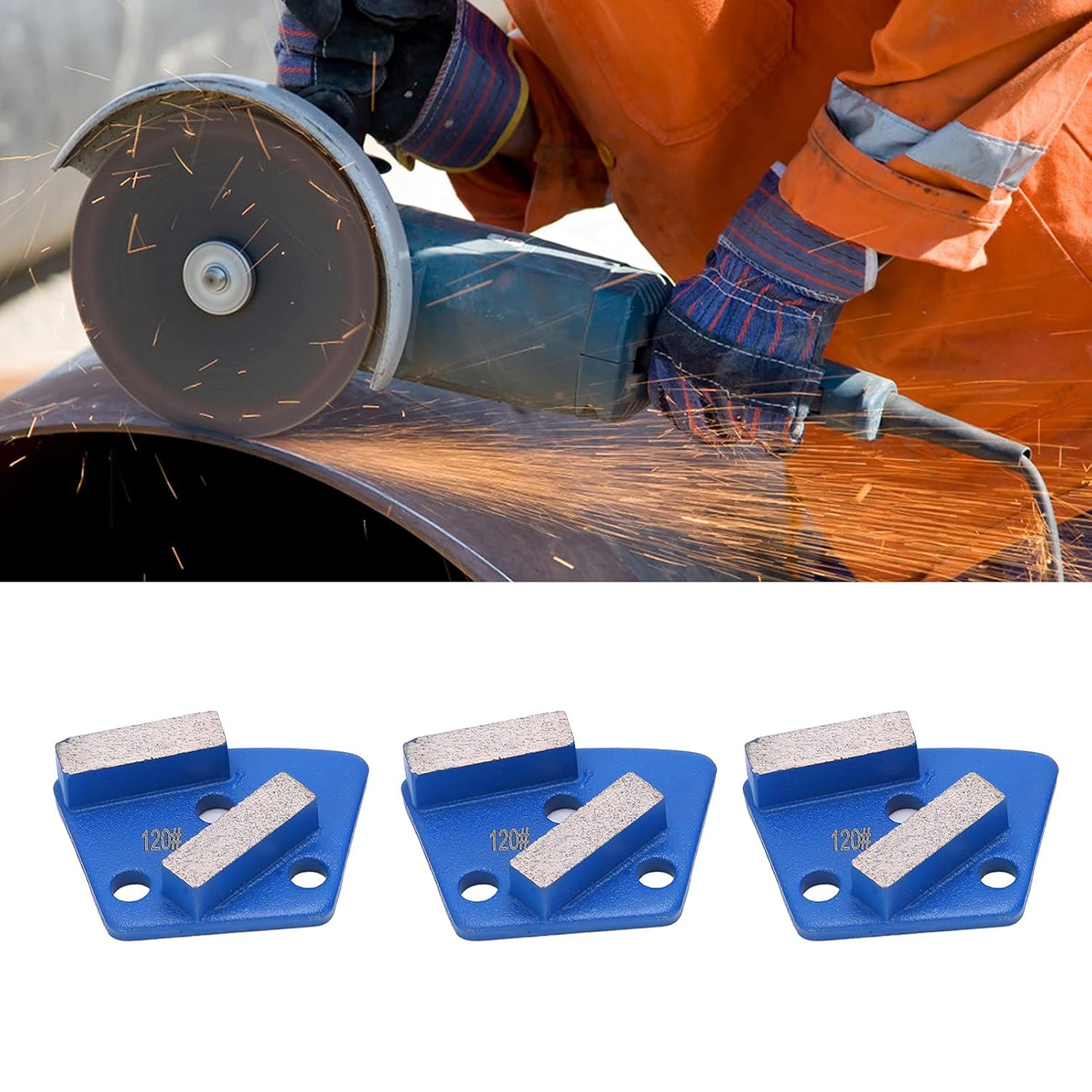 3Pcs Trapezoid Grinding Shoes for Concrete Paint Floor, Floor Grinding Discs, Me