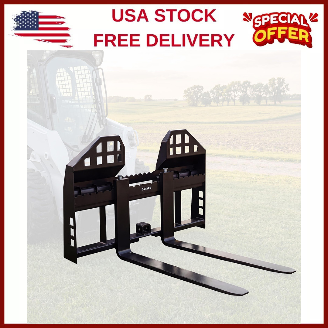 4000 Lbs Quick Attach Pallet Forks 45″ Frame 48″ Blades for Skid Steer Tractors