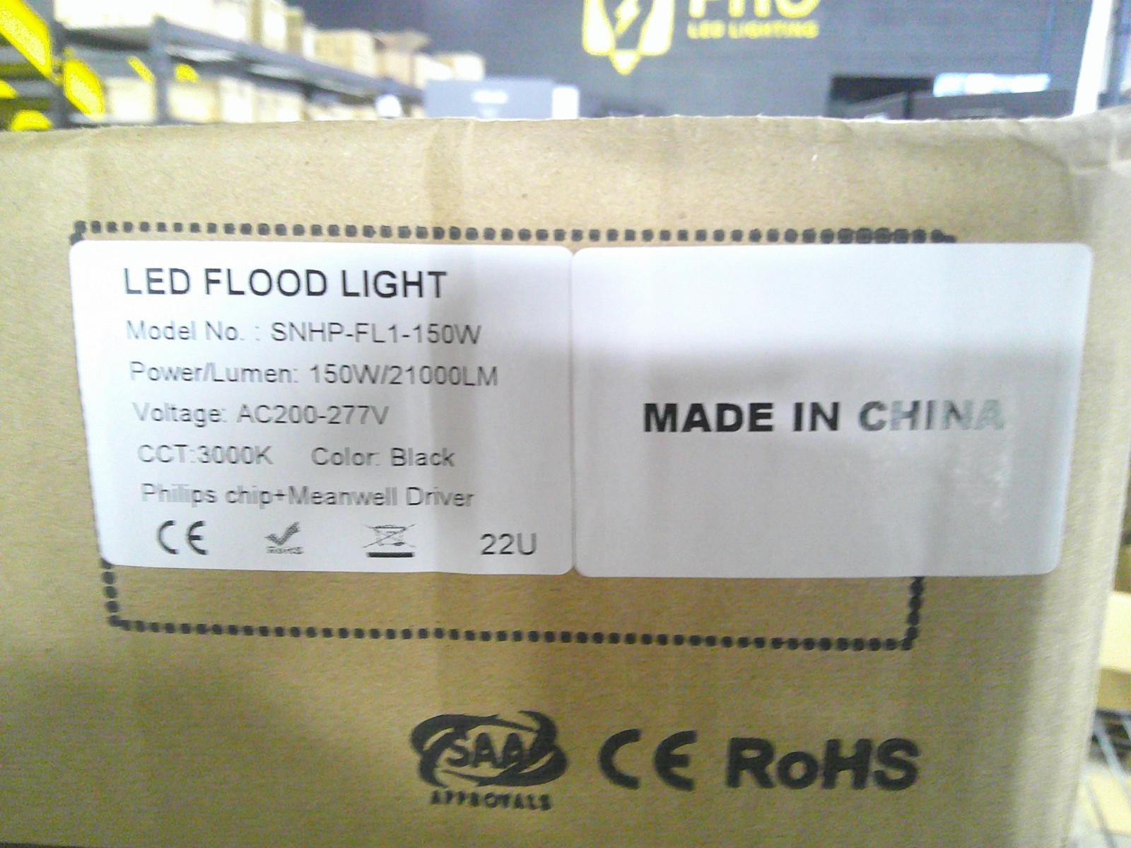 NEW BLACK LED Work Light 21000LM 150W 3000K Warm White WL-LED-150-W
