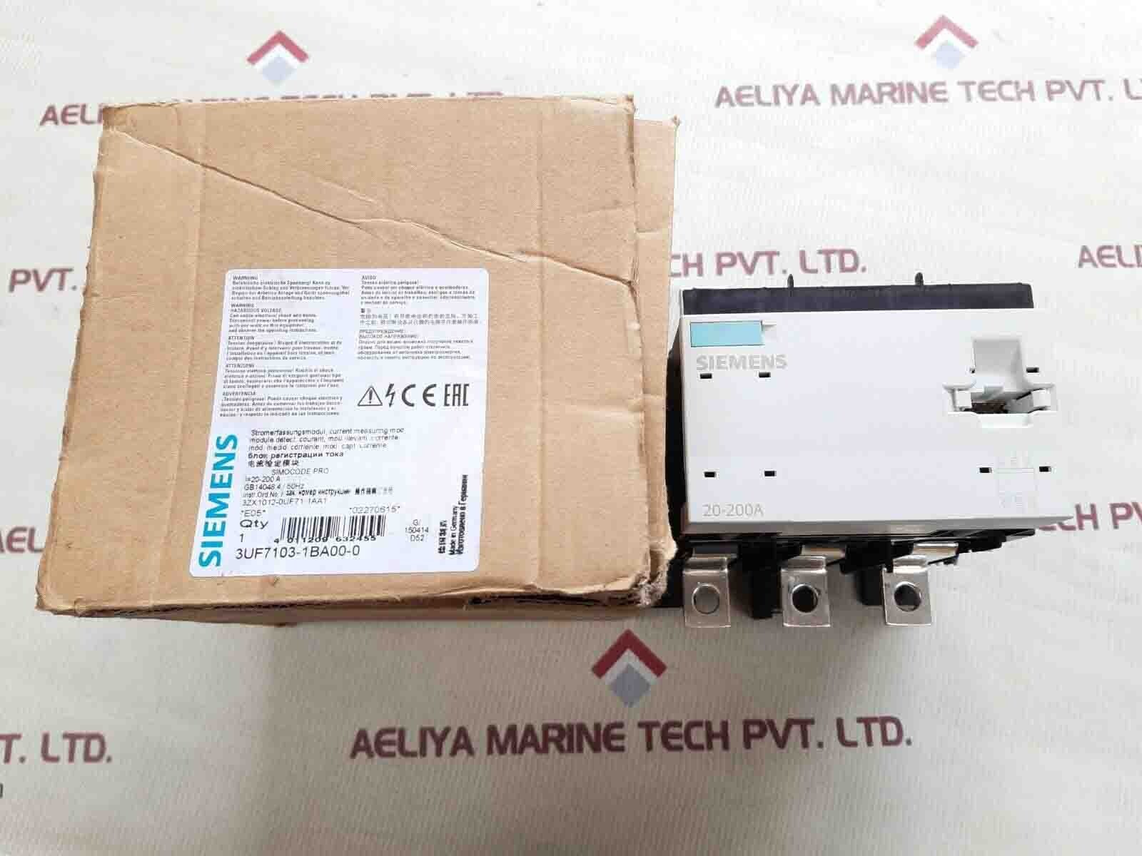 Siemens 20-200a current measuring module 3uf7103-1ba00-0