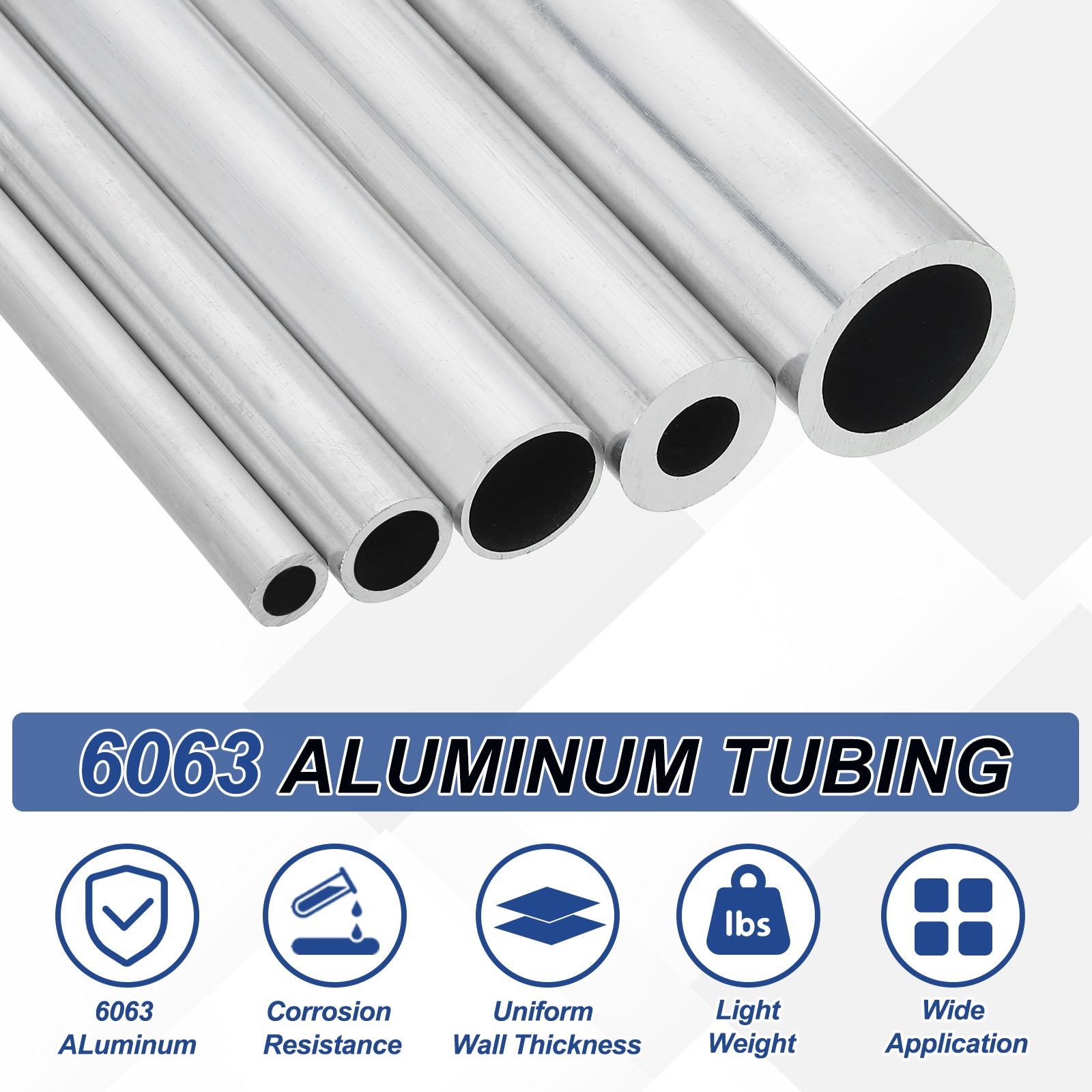 6063 Aluminum Tubing Round Tube 34mm OD x 28mm ID 13″Metal Straight Pipe Silver