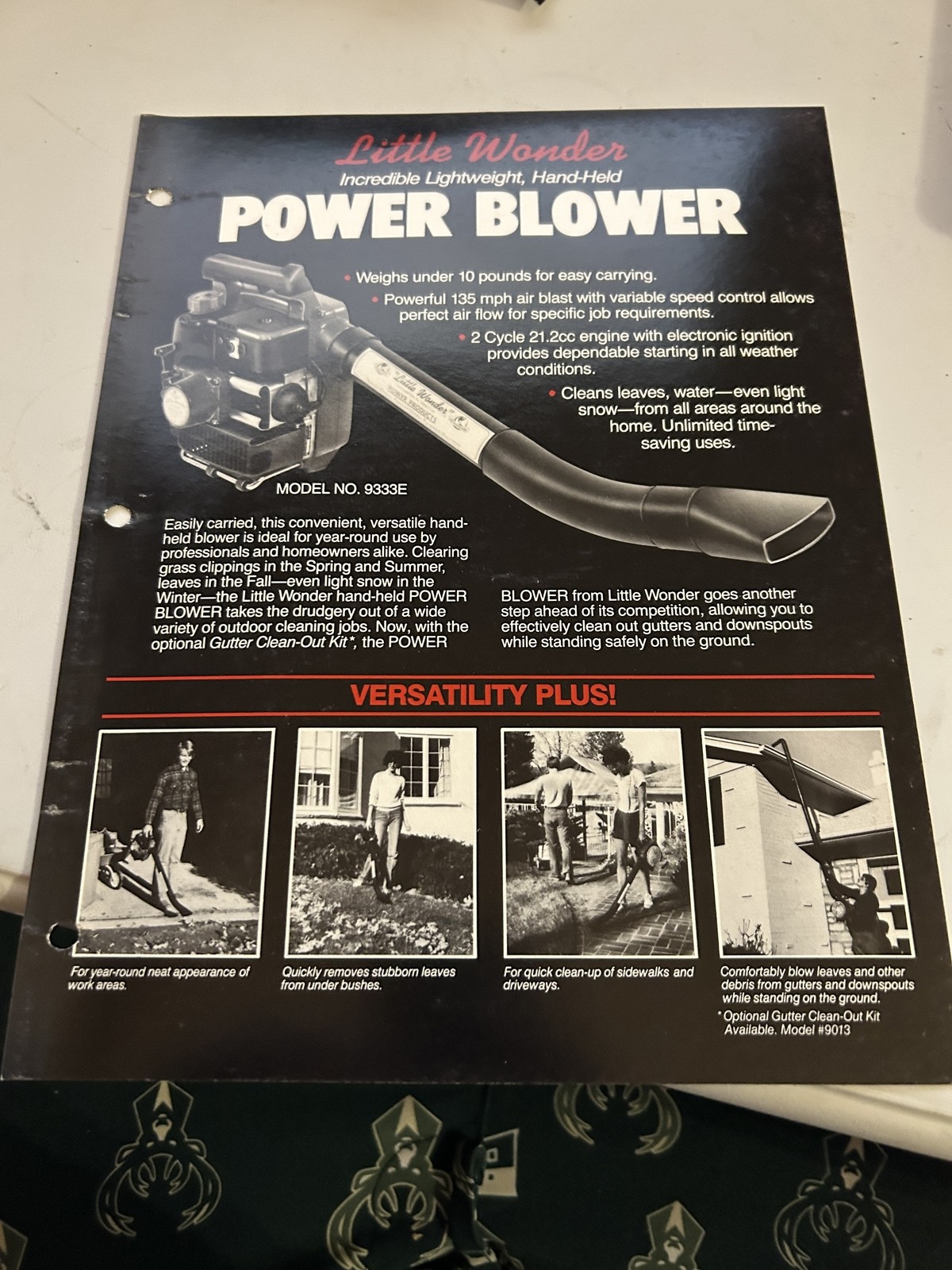 LITTLE WONDER HAND HELD POWER BLOWER GUTTER KIT GASOLINE POWERED SALES BROCHURE