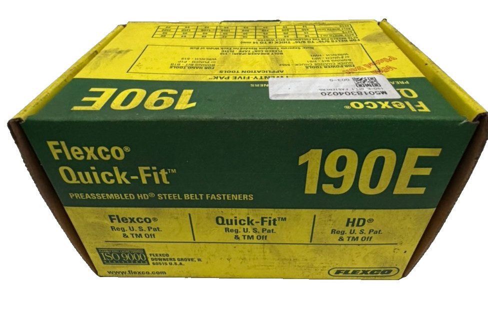 NEW 25 COUNT FLEXCO QUICK-FIT 190E BELT FASTENERS