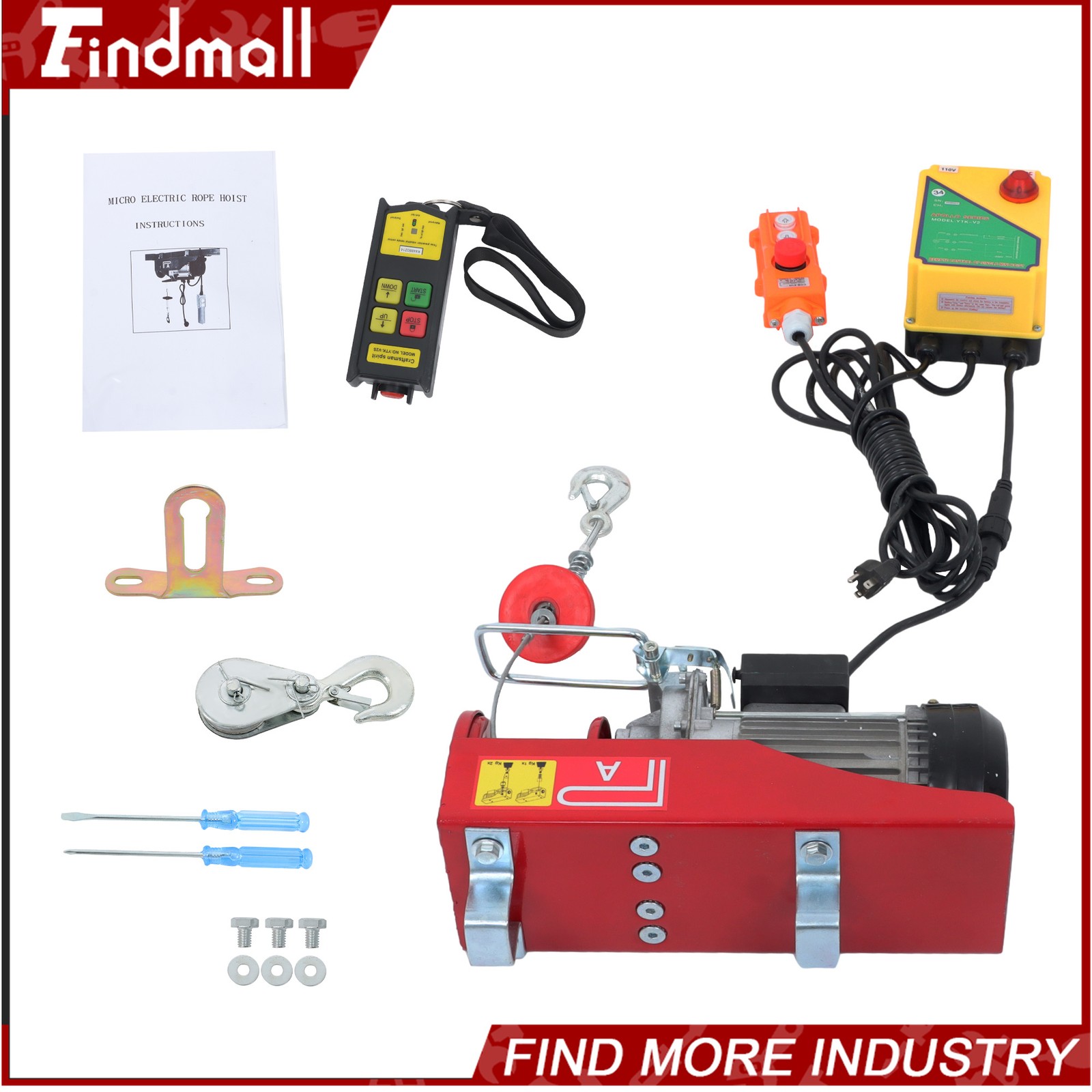 Findmall 1320 lbs 110V Mini Electric Hoist 328 ft Wireless & 14 ft Wired Remote