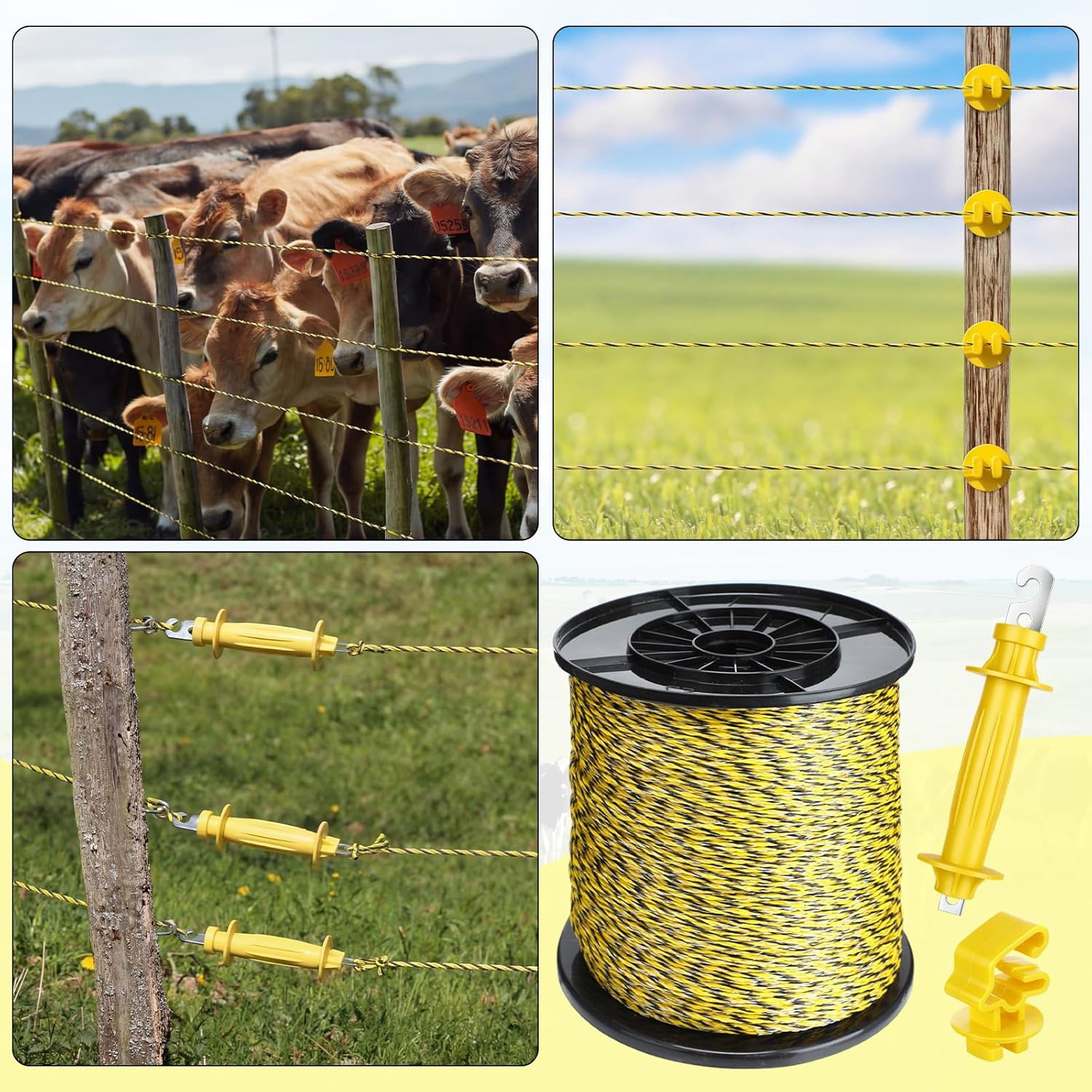 46 Pcs Electric Fence Kit Included 3366Ft/ 1026M Electric Fence Polywire, 40 T P