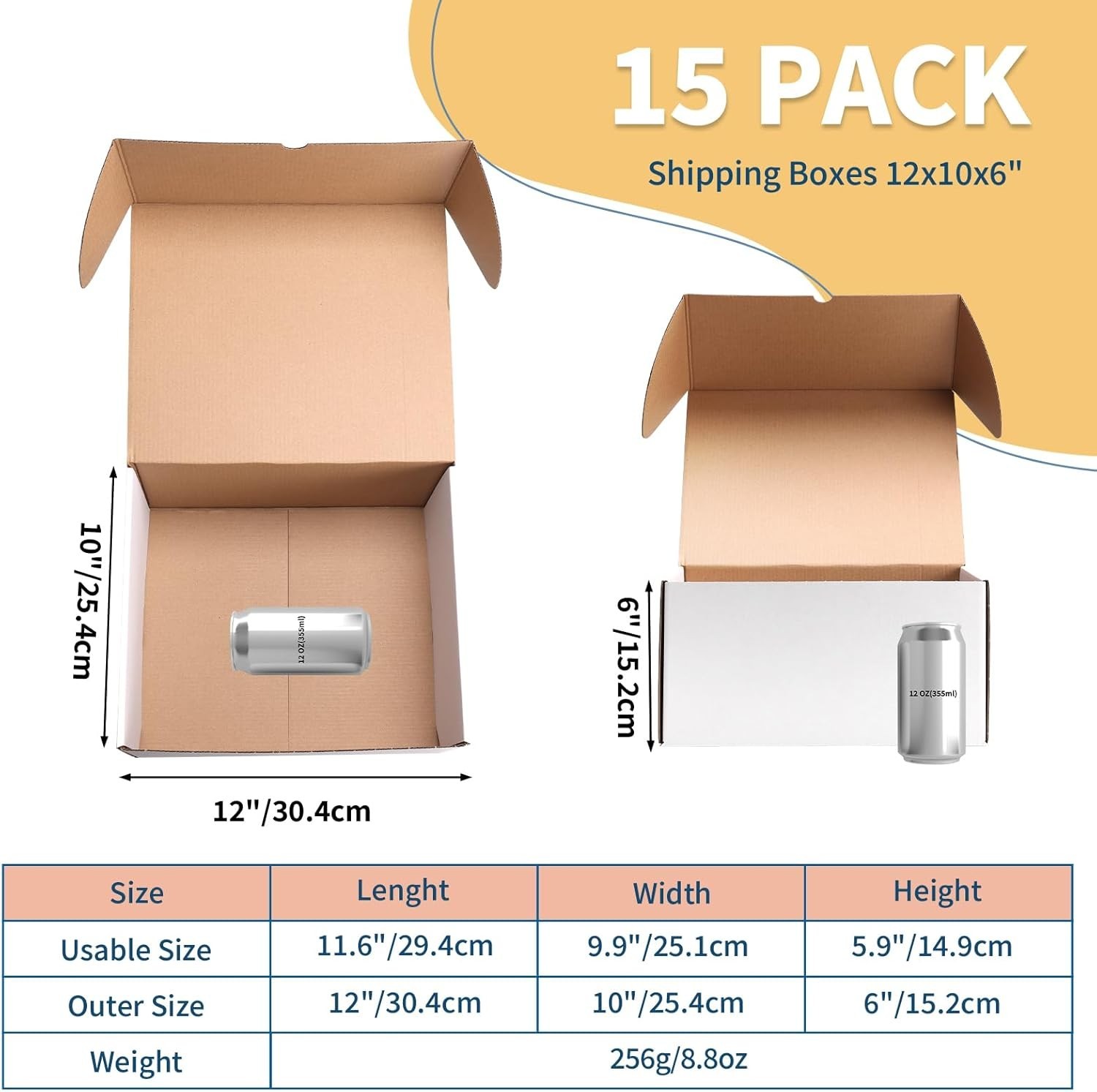 Durable 12x10x6 Corrugated Mailer Boxes – Set of 15 White Gift Packaging