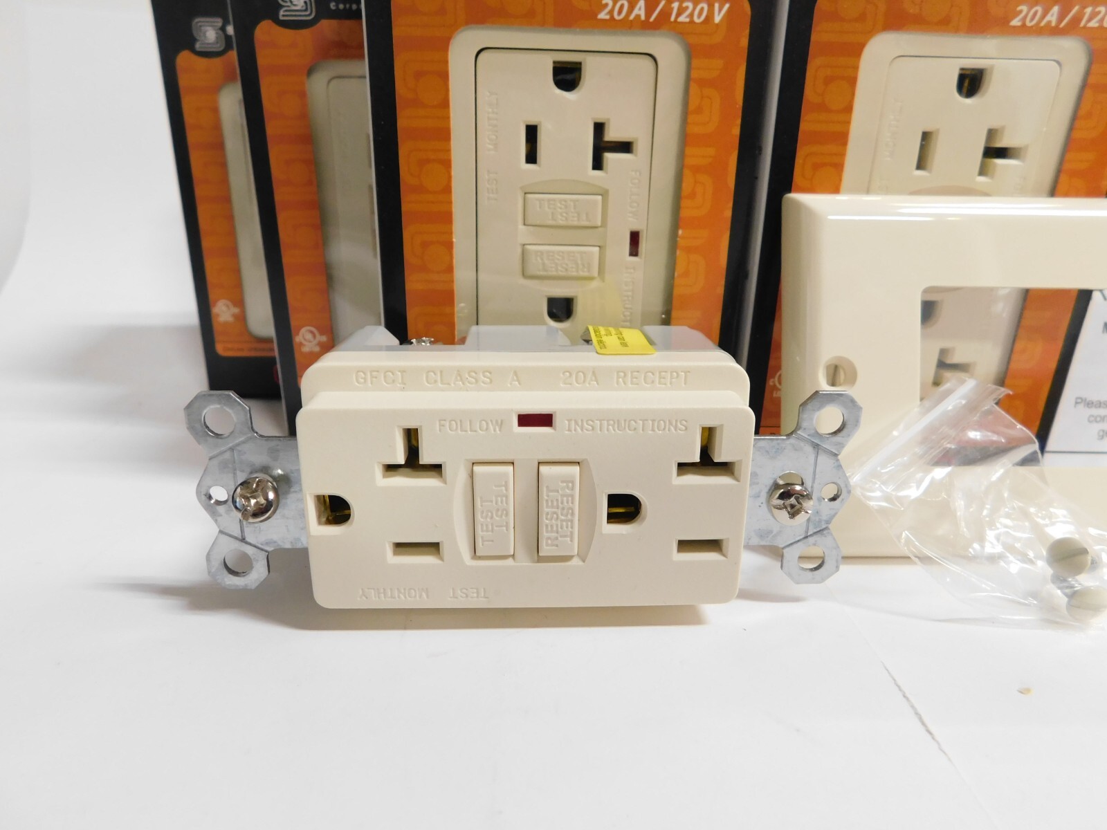 (10-Pack) Tollea Tamper Resist GFCI Outlet Receptacle 20A Almond with Wall Plate