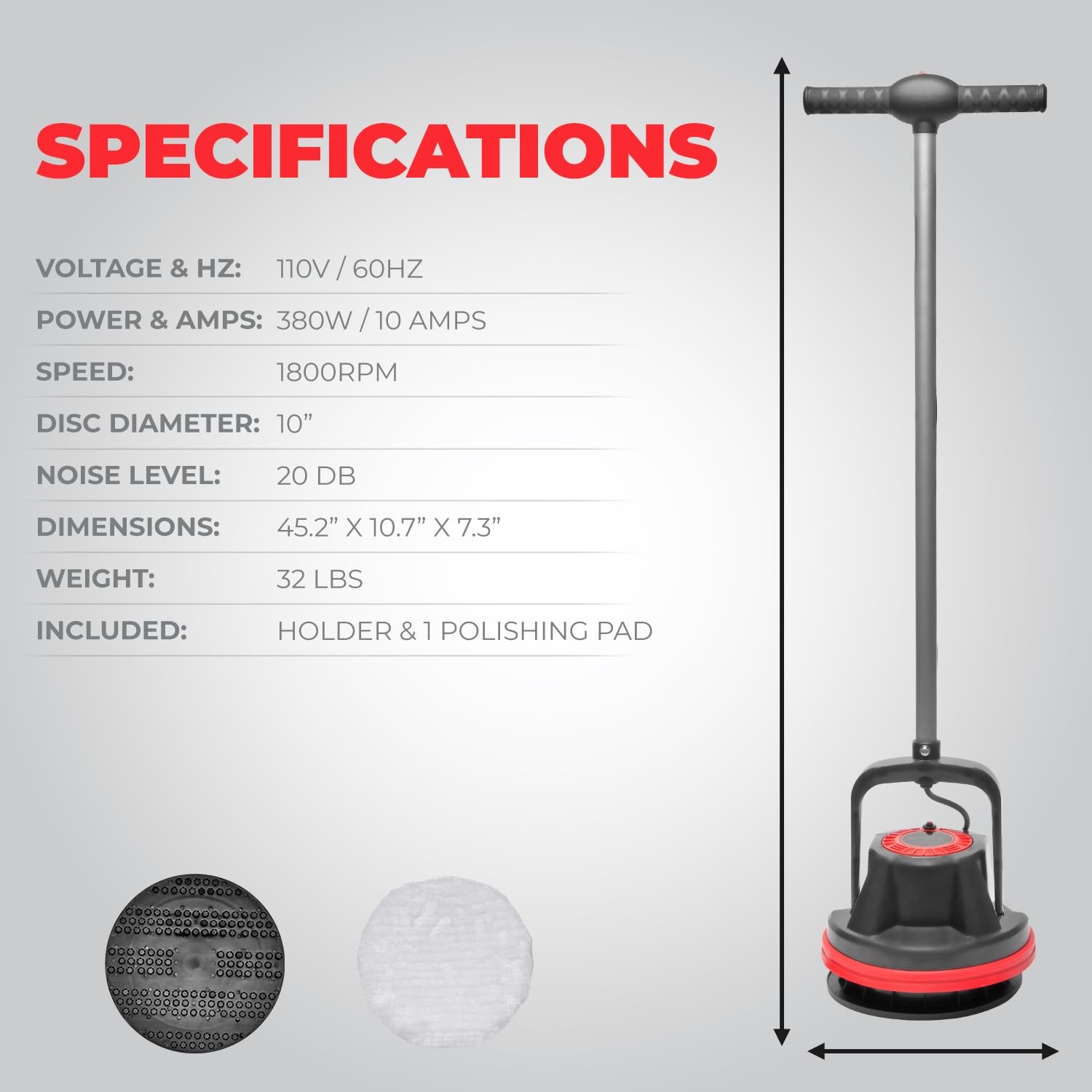 Xtremepowerus 10 Heavy Duty Commercial Pad Polisher Orbiter Hard Floor Buff