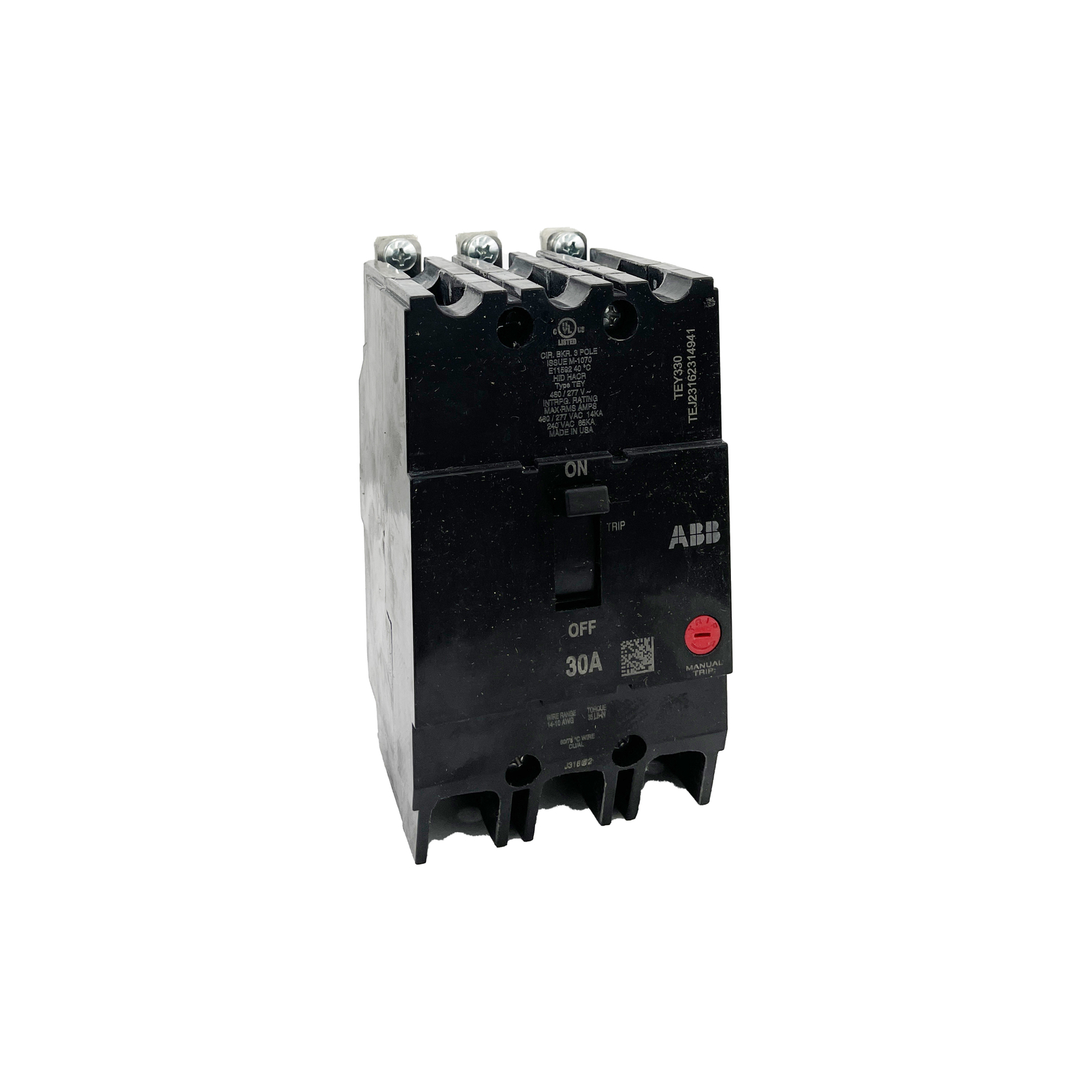 NIB- GE – TEY330 – Molded Case Circuit Breaker – 30A, 3-Phases, 480V