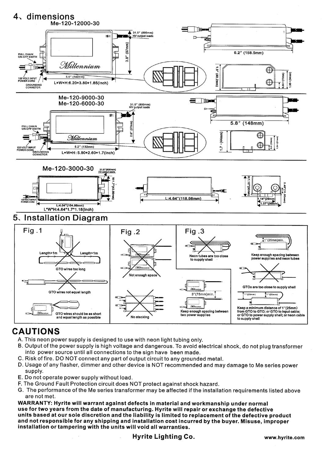 NeonPro ME-120-9000-30 NEON SIGN POWER SUPPLY TRANSFORMER – NEW, UL Listed