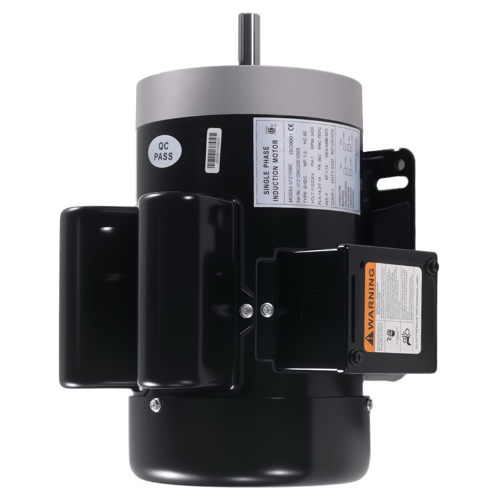 1.5HP Electric Motor 3450 RPM, AC 115V/230V, 56 Frame, Air Compressor Motor