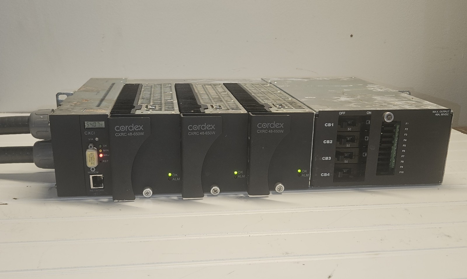 ALPHA / ARGUS 48VDC CORDEX 1.9kW RECTIFIER SHELF SYSTEM 120/240VAC IN 48VDC OUT