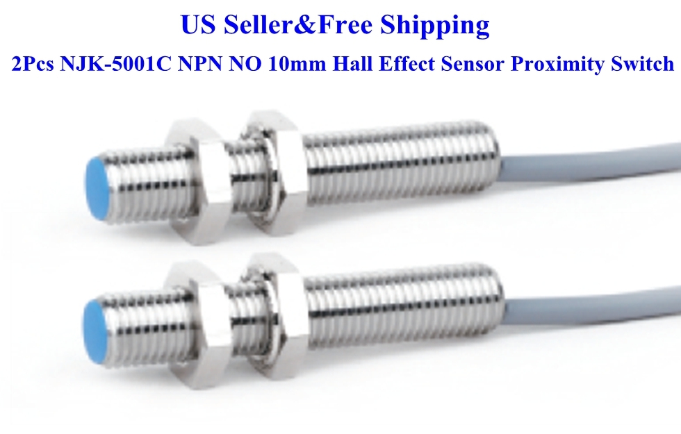 2Pcs NJK-5001C NPN NO 10mm Hall Effect Sensor Proximity Switch DC 6~36V US