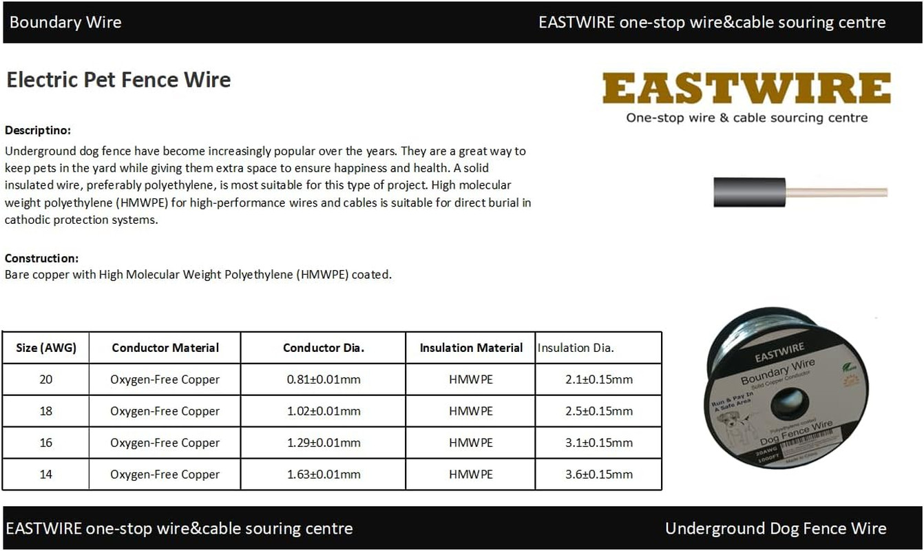 Boundary Wire – 1000Ft Spool of Solid Core 20-Gauge Copper Wire -Underground