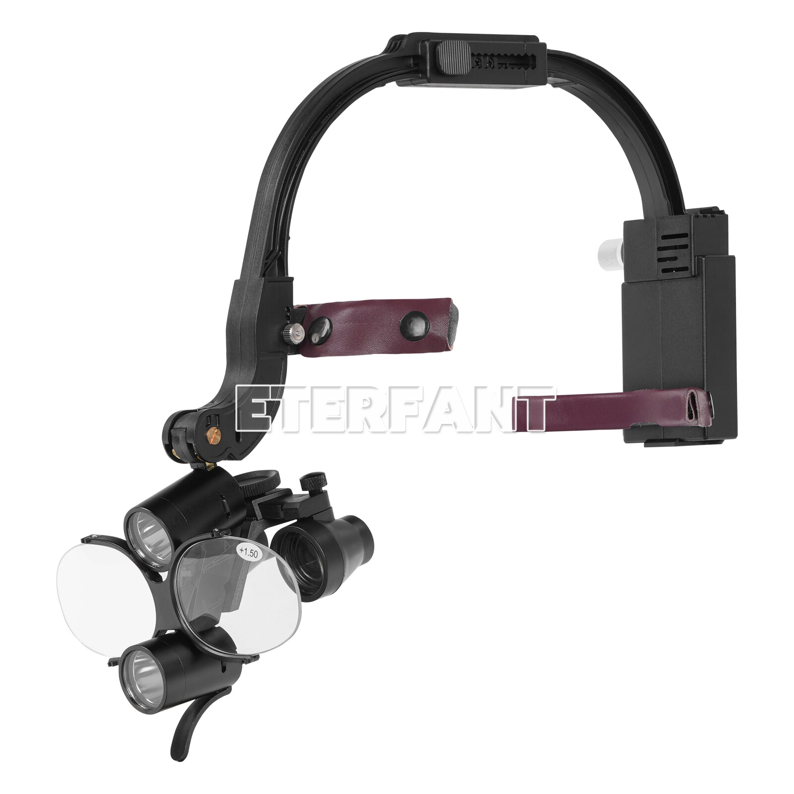 ETERFANT 3.5X Dental Surgical Headband Binocular Loupe w/ 5W LED Head Light 2Led
