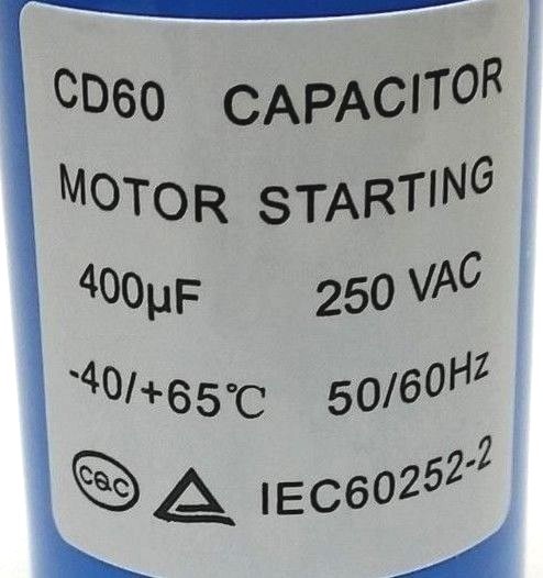 400uF 250V AC MOTOR STARTING CAPACITOR CD60 50x100mm Screw Terminal