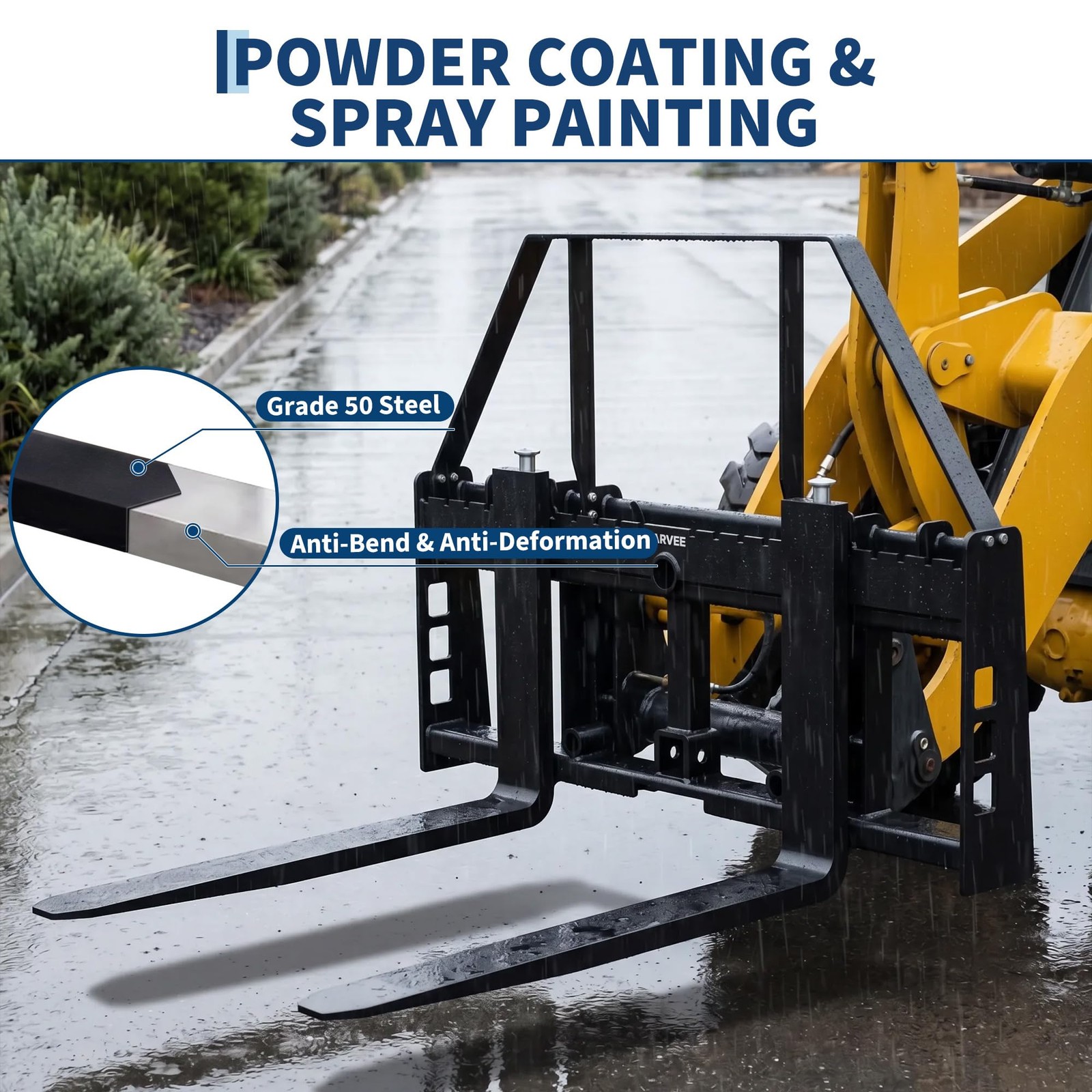 4000Lbs Attachments Mini Skid Steer Pallet Fork Frame, 48″ Pallet Fork Blades