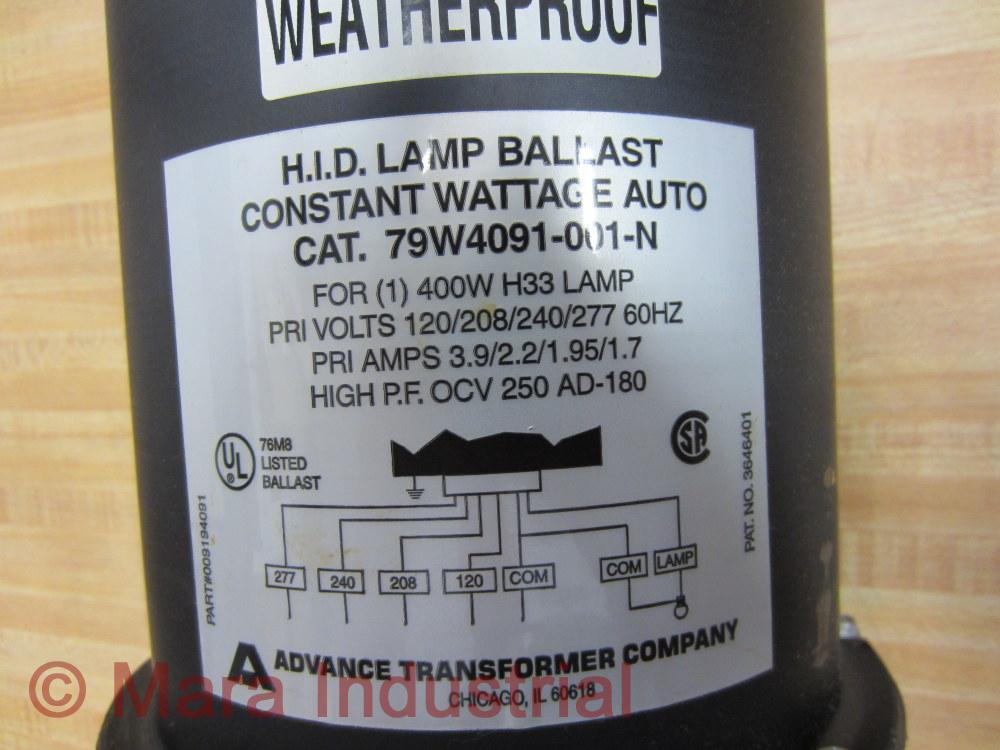 Advanced Transformer 79W4091-001-N Lamp Ballast 79W4091001N