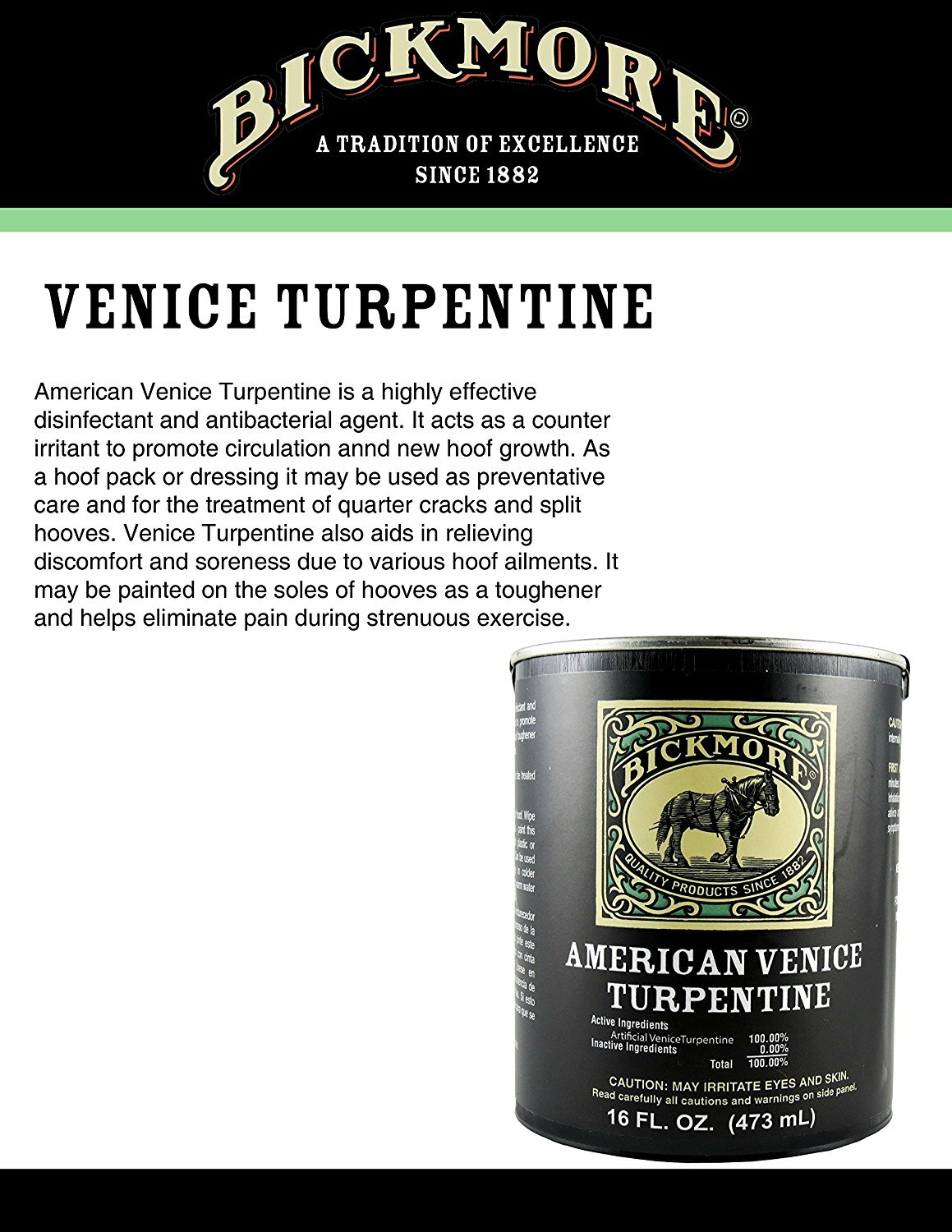 Bickmore American Venice Turpentine 16 oz Hoof Toughen Harden Sole Antiseptic