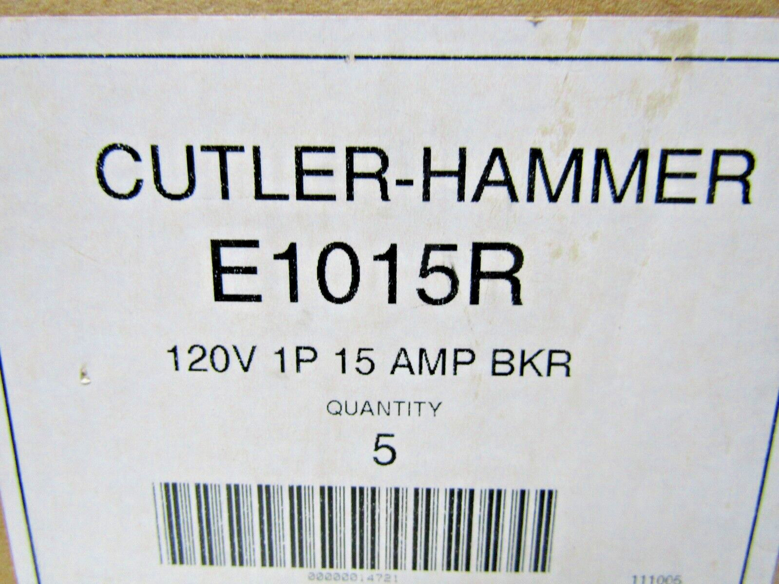 🔥 NEW CUTLER HAMMER 15 AMP CIRCUIT BREAKER SINGLE POLE 120 VAC 1P E1015 E1015R