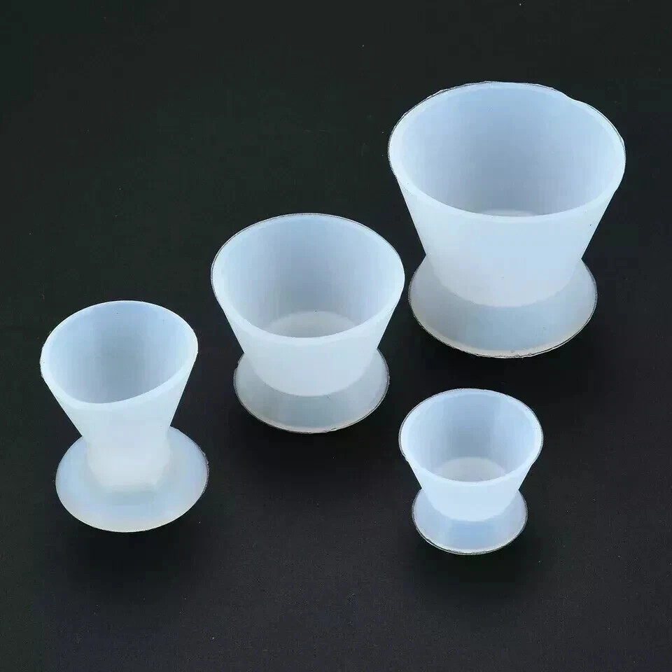 Dental Lab Rubber Mixing Bowls Cup Silicone No-Stick Flexible Bowl Acrylic 4Size