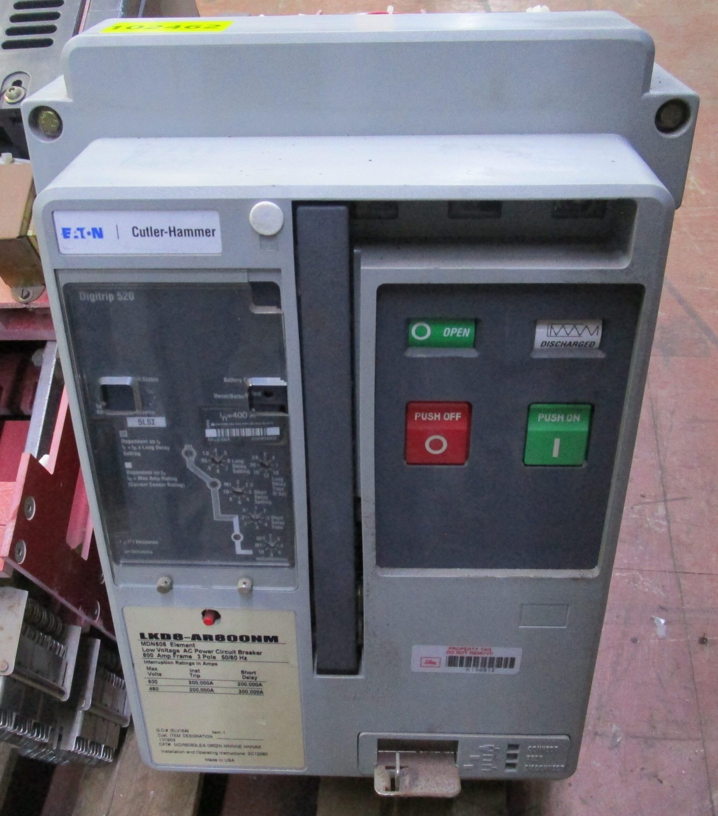EATON MAGNUM DS AC POWER CIRCUIT BREAKER MDN608/MDR6083LEA 800A 600V 3P 1 Y WARR