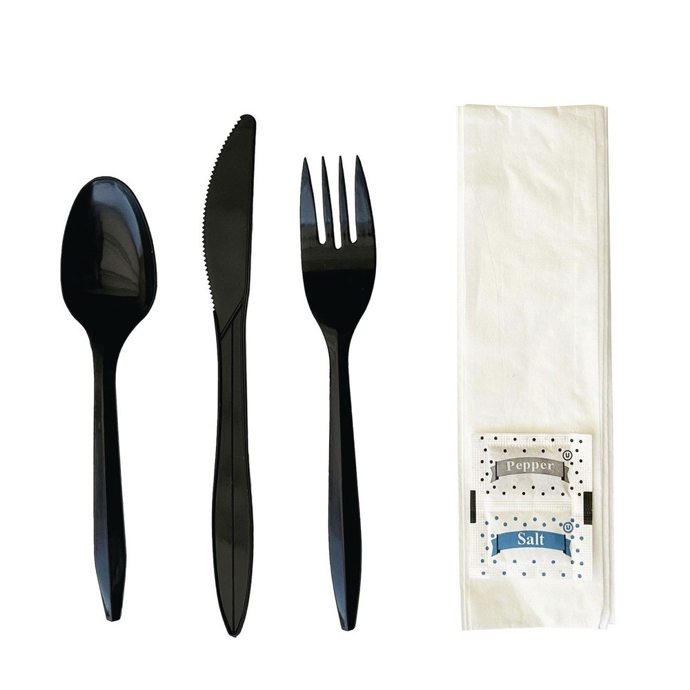 Boardwalk COMBO6KIT Fork/Knife/Napkin/Pepper/Salt/Spoon Cutlery Kit (250/CT) New