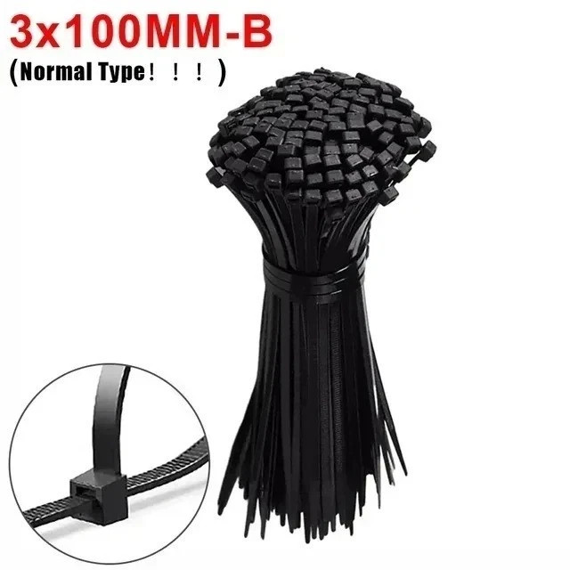100PCS Nylon Cable Ties Screw Hole Mount Self Locking Wire Zip Ties Black Kit