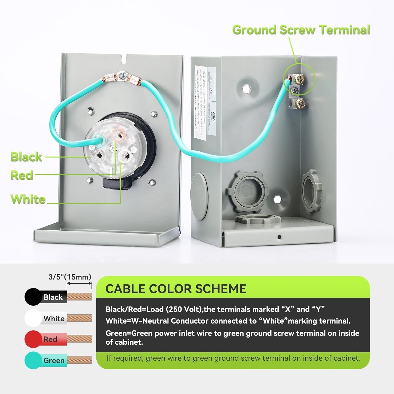 Certified 30A Generator Inlet Box with Safety Indicator & Anti-Rust Finish
