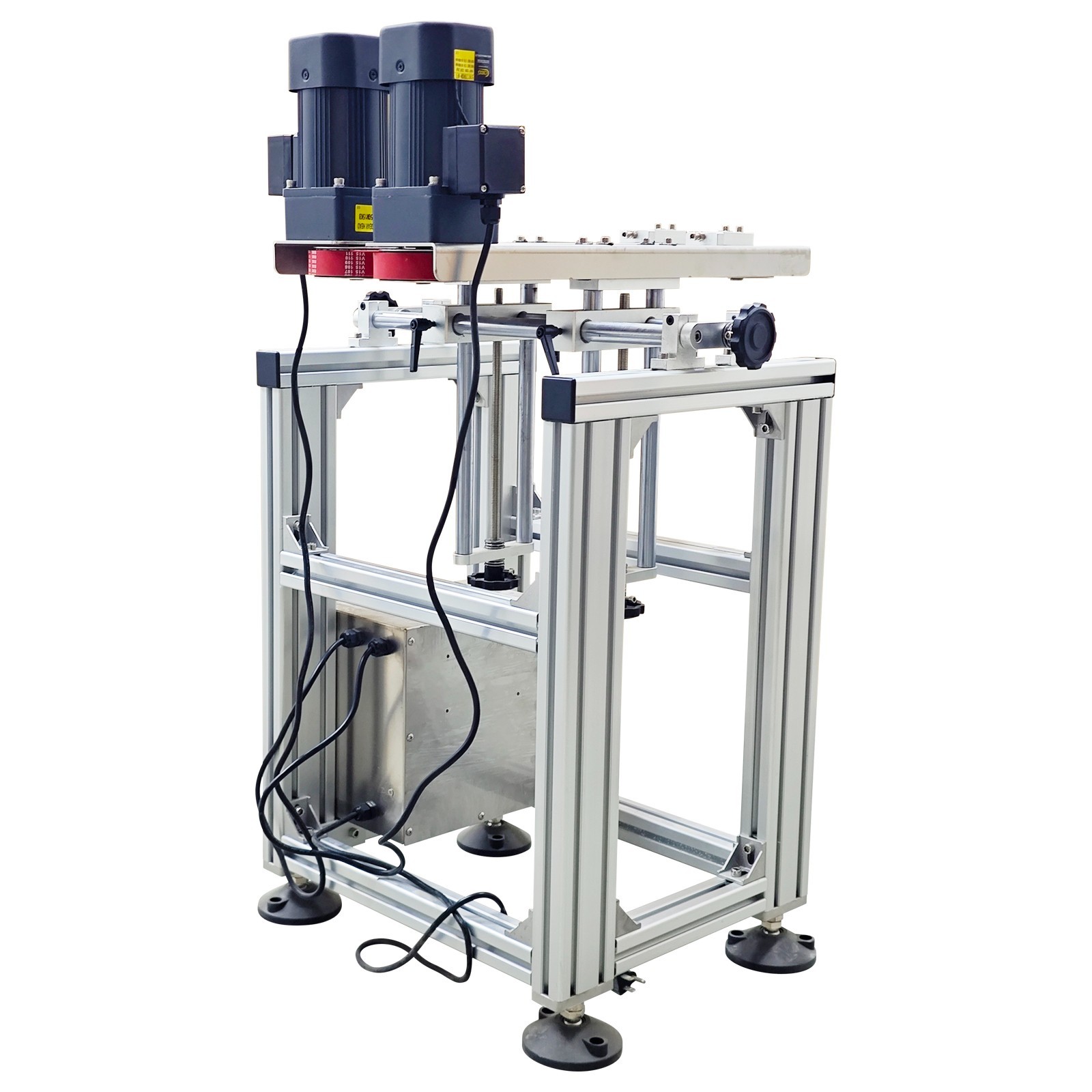 110V 0.39″–6.69″ Bottle Clamping Conveyor Bottomless Gap Transfer Double Motor