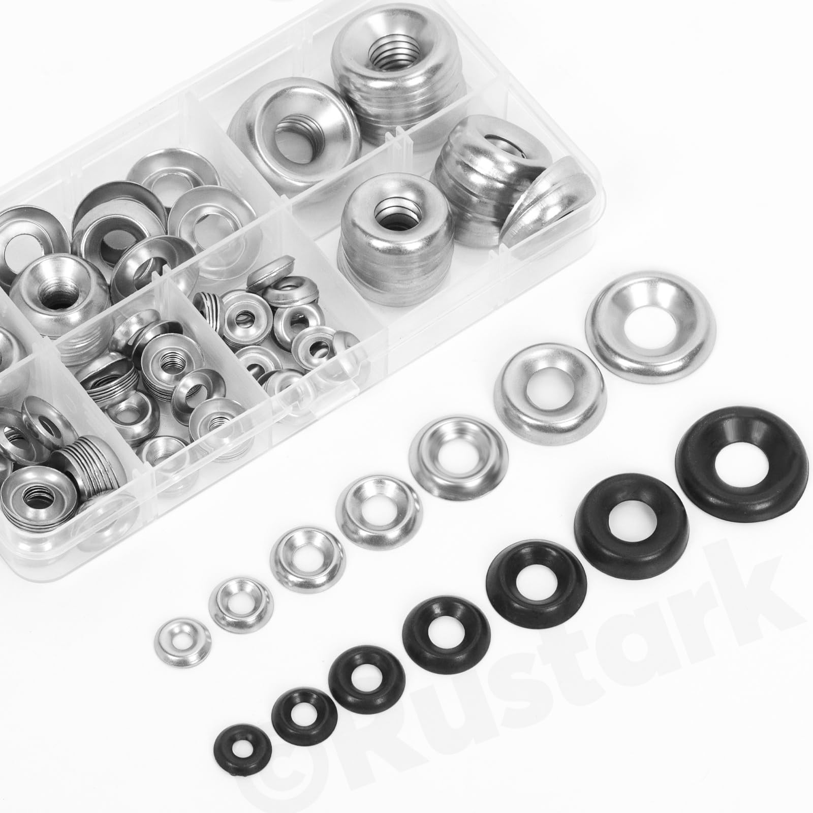 Rustark 160Pcs 7 Sizes Silver Countersunk Finish Washers Assortment Kit 304 S…