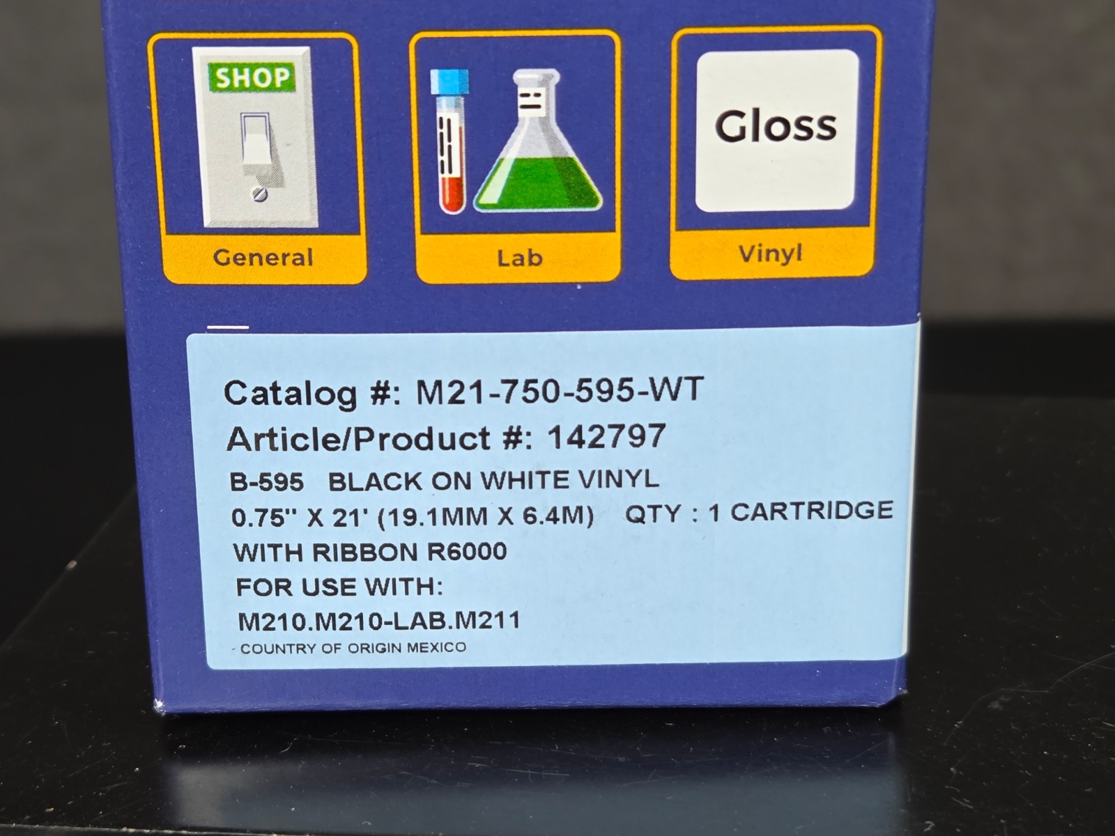 (QTY 1) Brady Print Cartridge M21-750-595-WT Indoor/Outdoor ID NEW! FAST SHIP!💨