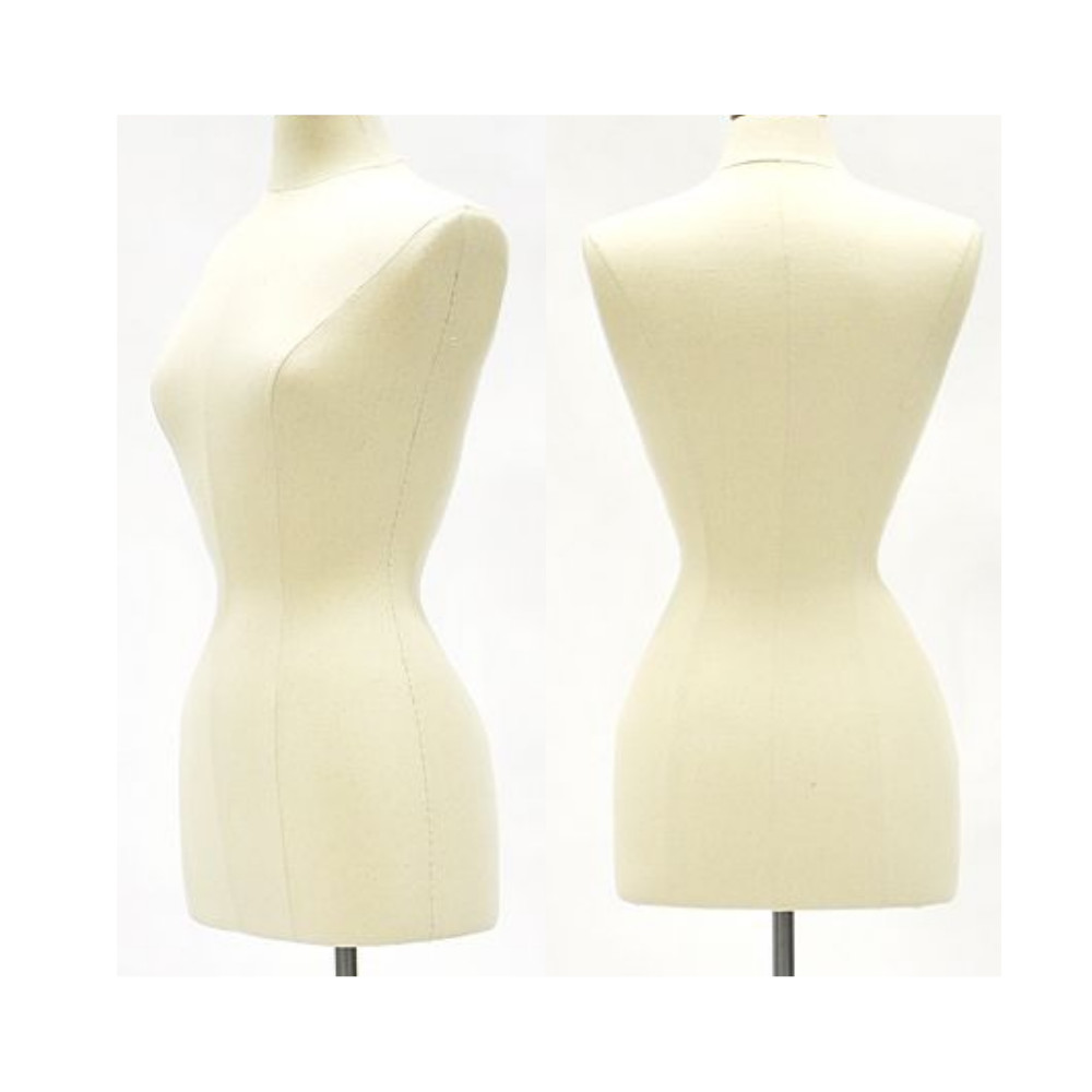 Adult Female Off White Linen Size 2-4 Dress Form Mannequin Torso with Base