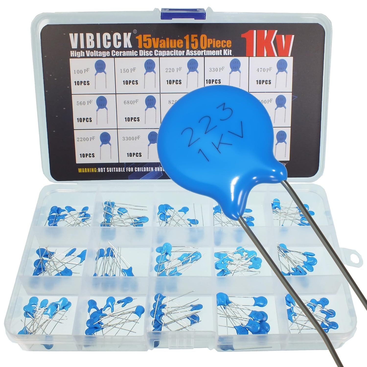 150Pcs 15Values High Voltage Ceramic Disc Capacitor Assortment Kit