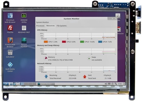 ODROID-VU7 Plus: 1024×600 HDMI multi-touch display + VuShell SmokyBlue