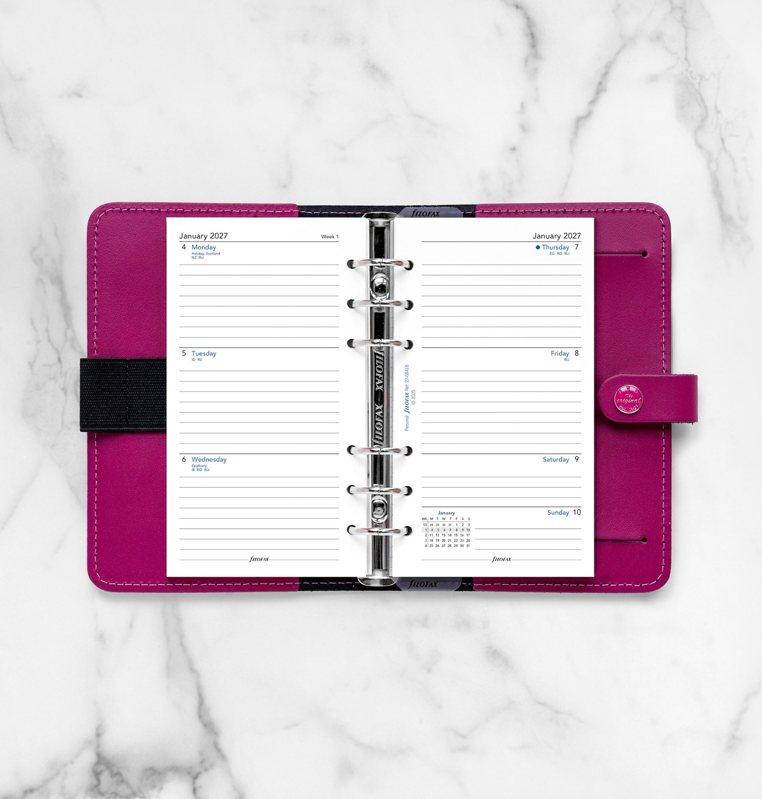 2026 Filofax Personal Size Refill 26-68418, Week on Two Pages, 95mm x 171mm