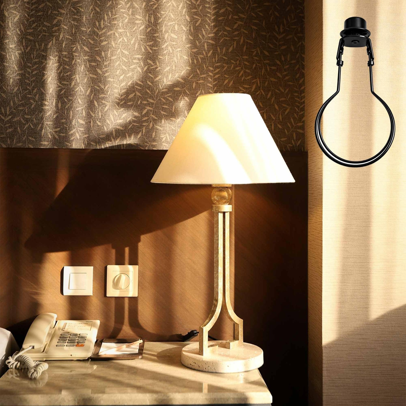 Clip on Lampshade Adapter 2 Pack, Gold Silver Black Antique Bronze Lamp Shade…
